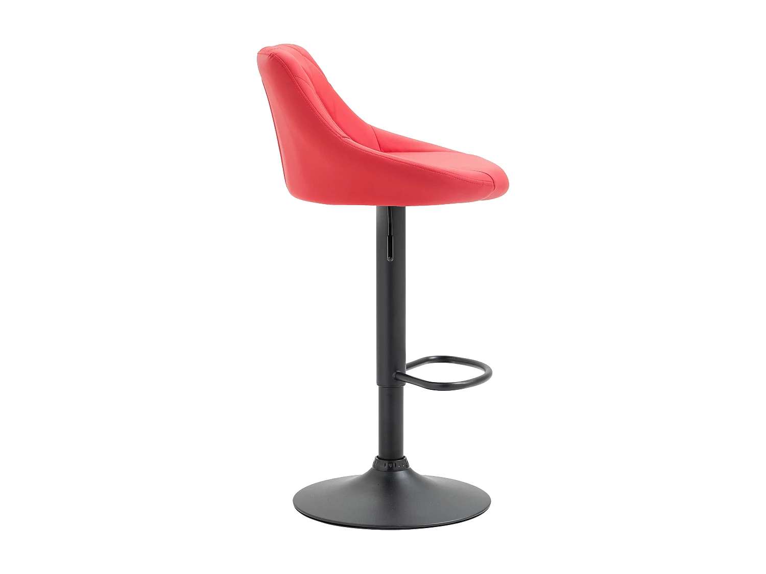 Tabouret de bar - Similicuir & Noir - Rouge - Lazio