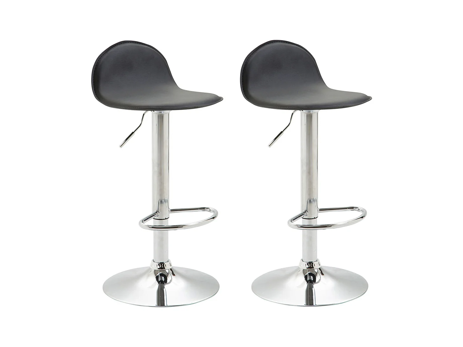 Lot de 2 Tabourets de bar - Similicuir & Métal - Noir - Lana V2