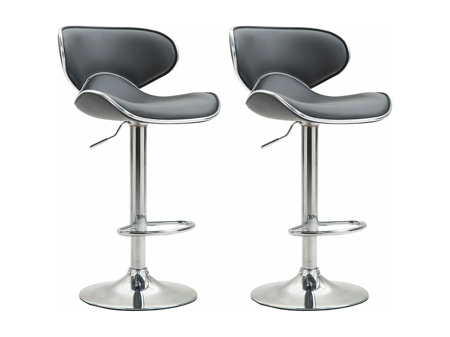 Lot de 2  Tabouret de bar - Similicuir & Chrome - Gris - Las Vegas v2