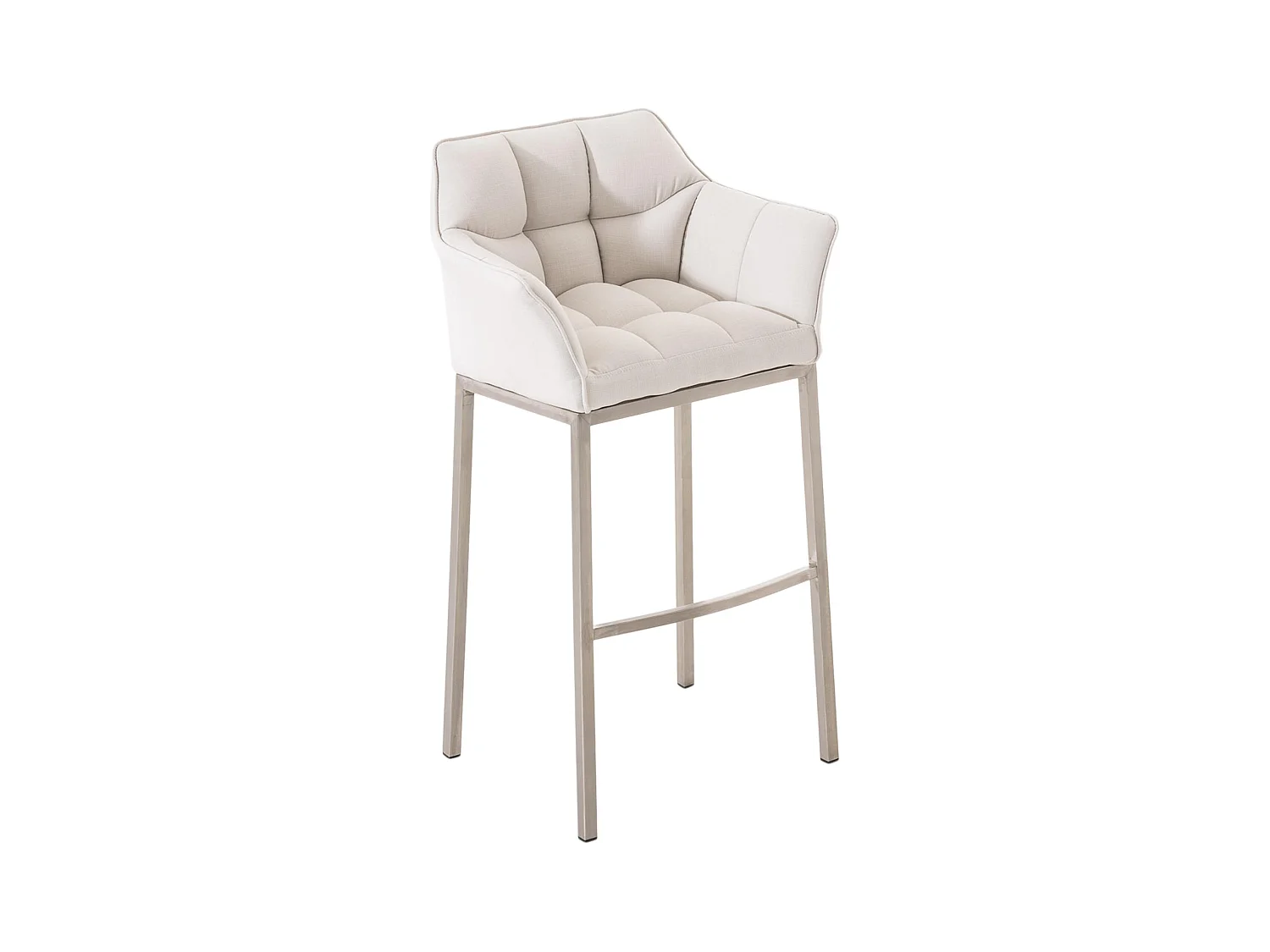 Tabouret de bar - Tissu & Acier inoxydable - Blanc - Damaso