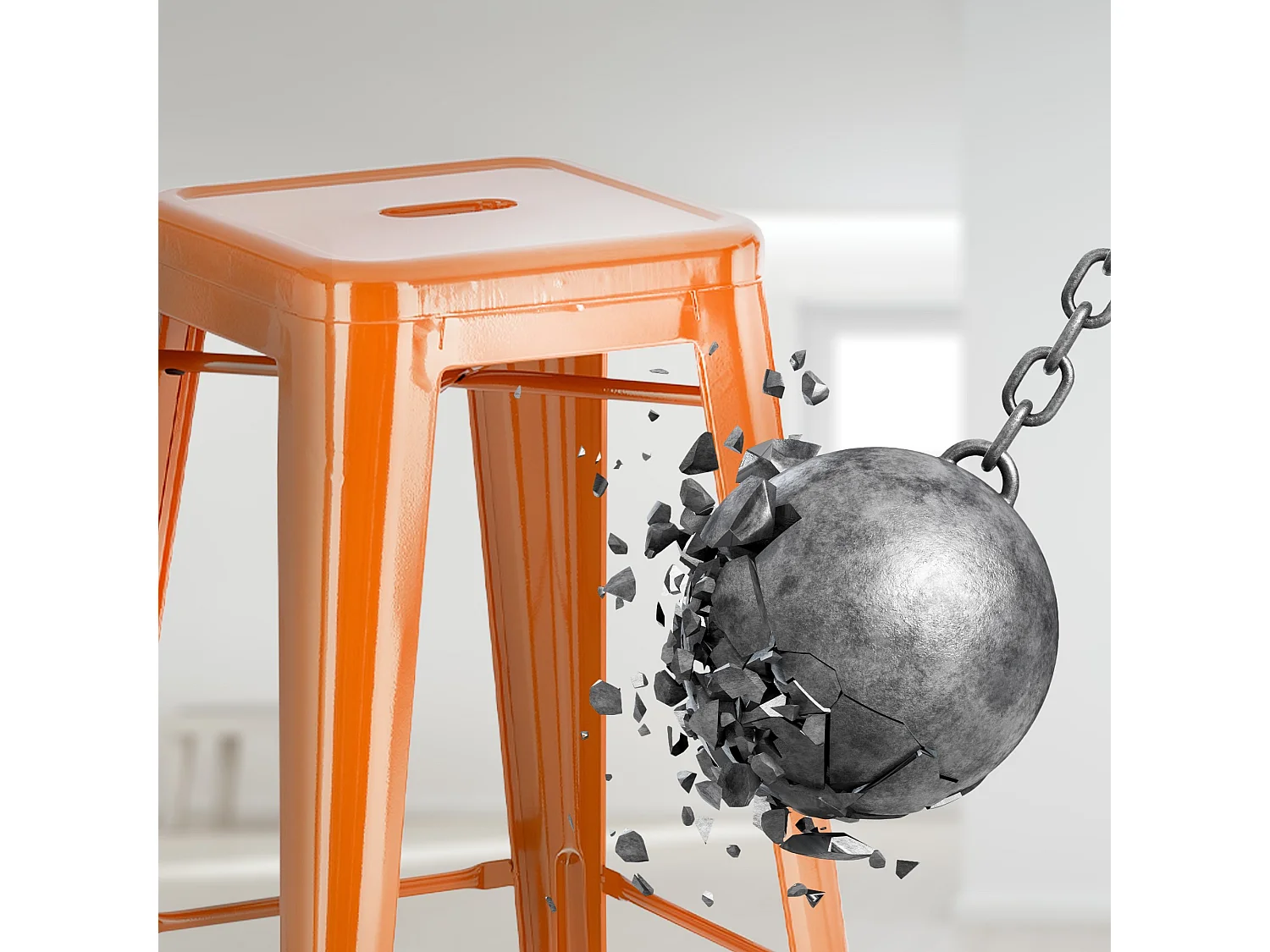 Tabouret de bar - Métal - Orange - Joshua