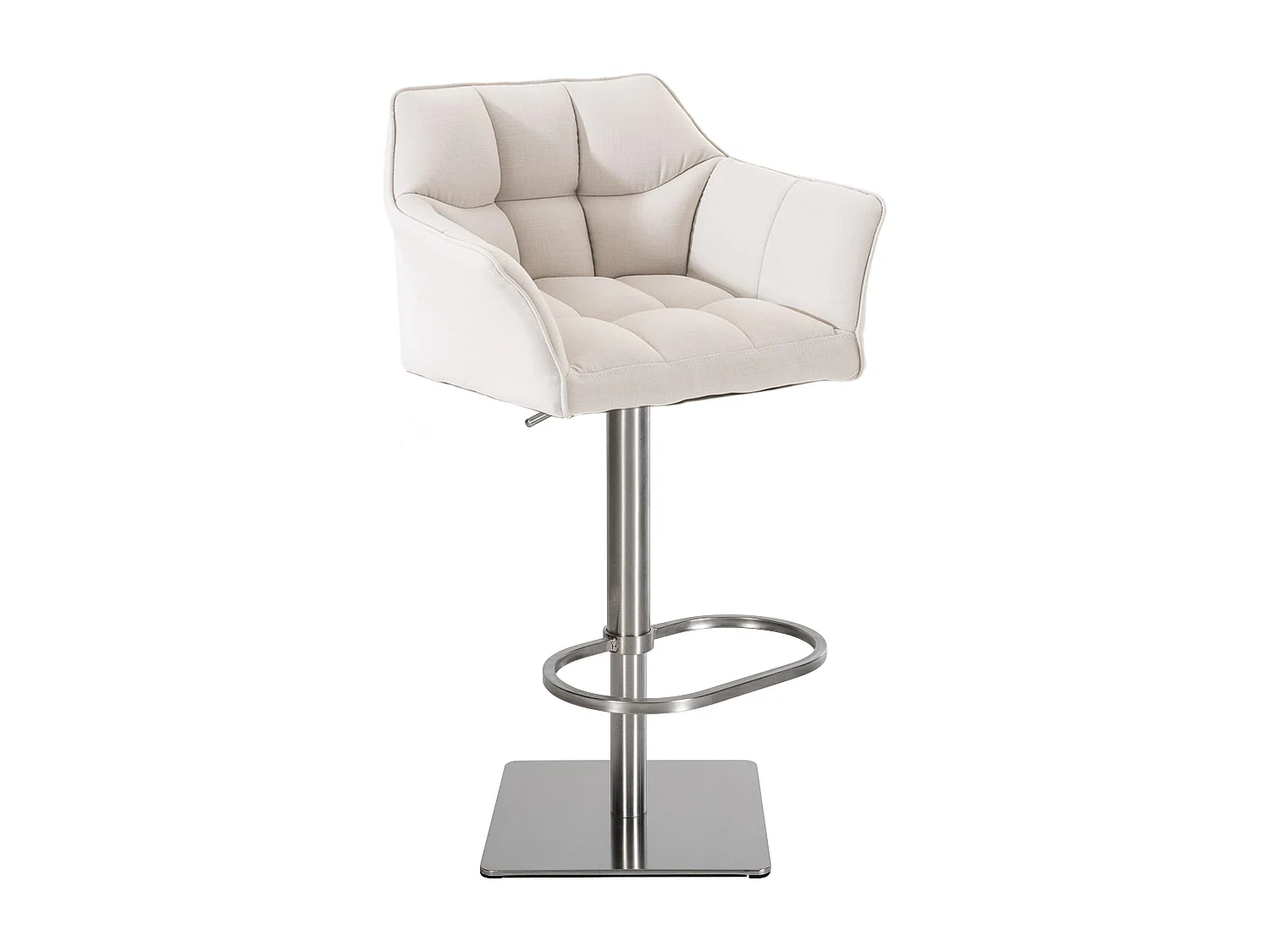 Tabouret de bar - Tissu & Acier inoxydable - Blanc - Damaso