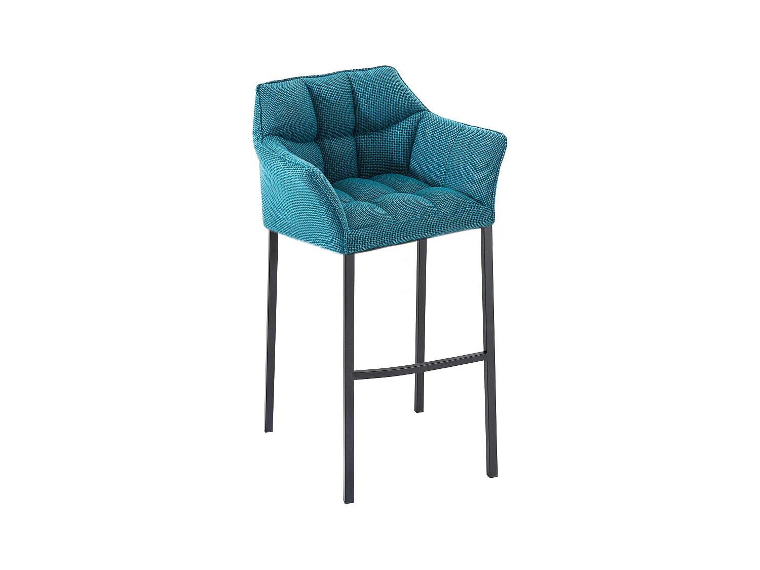 Tabouret de bar - Tissu & Noir - Turquoise - Damaso