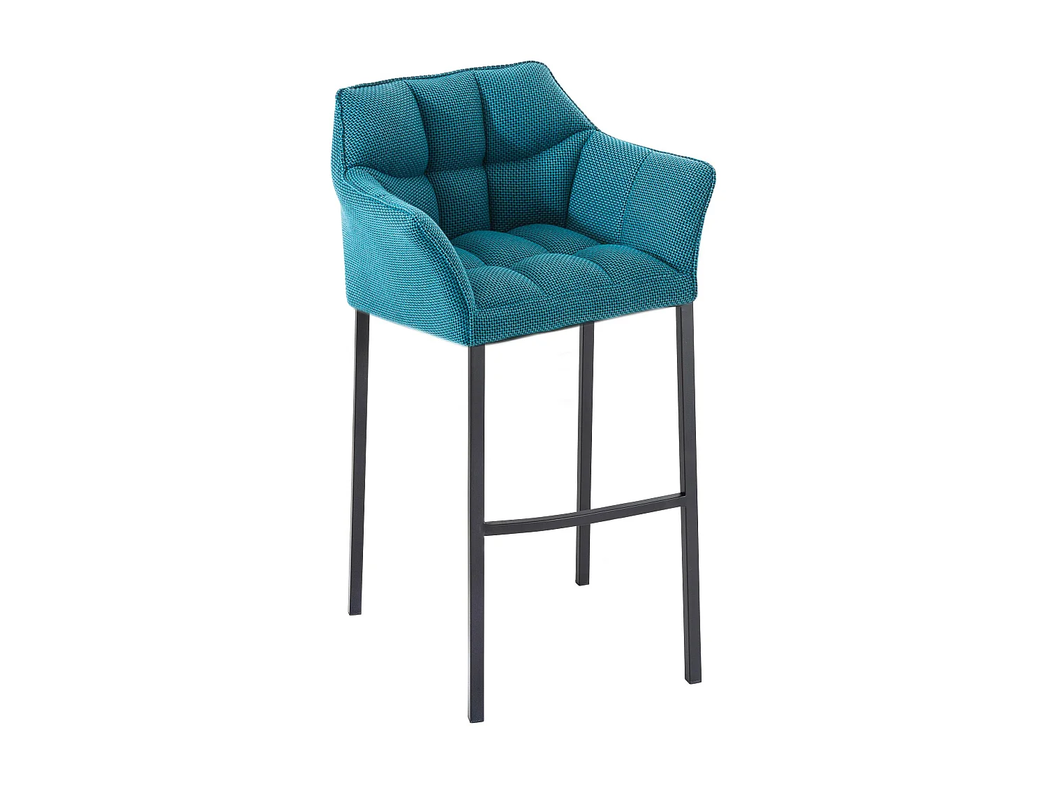 Tabouret de bar - Tissu & Noir - Turquoise - Damaso