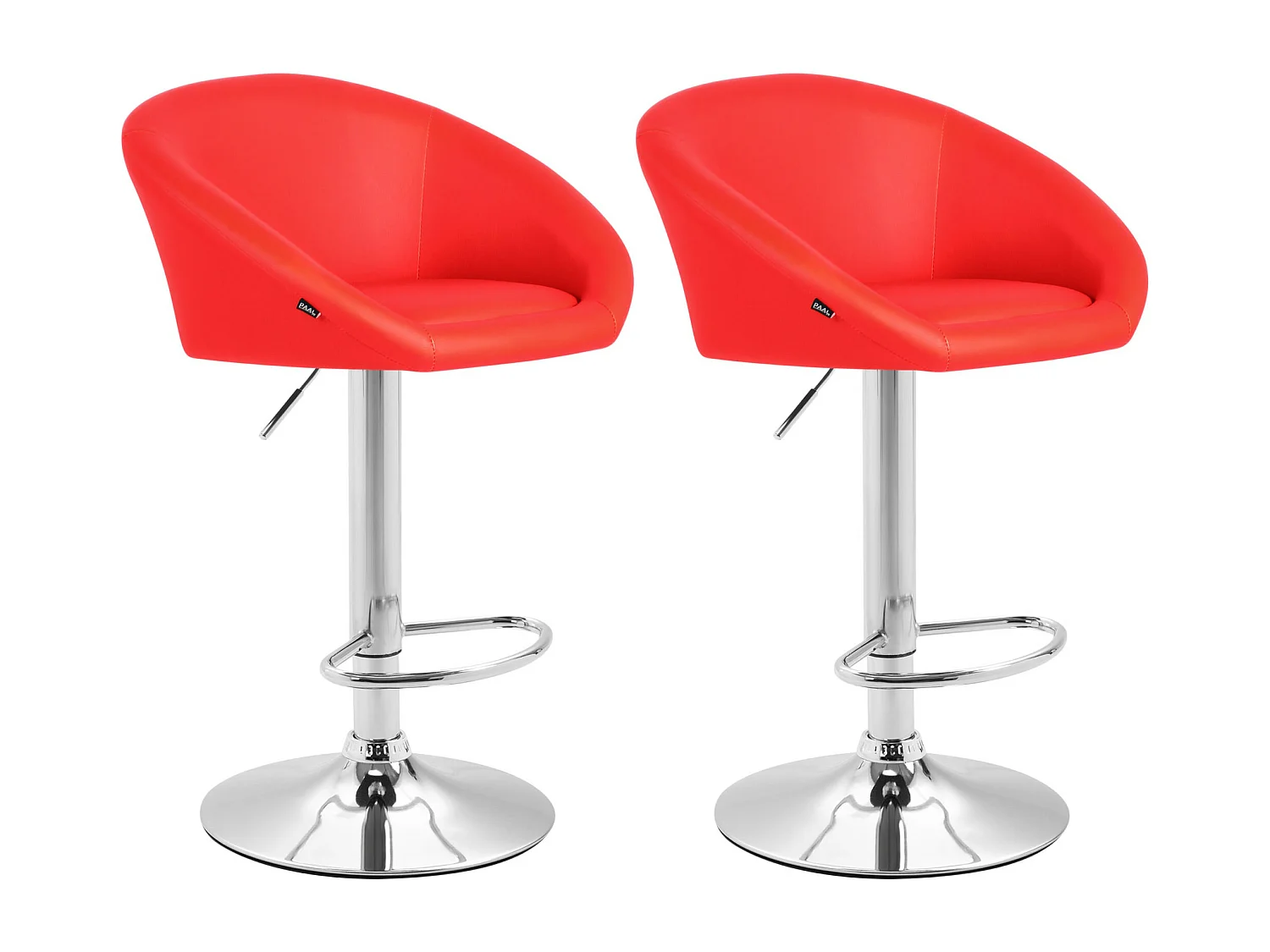 Lot de 2 Tabourets de bar - Similicuir & Métal chromé - Rouge - Miami V2