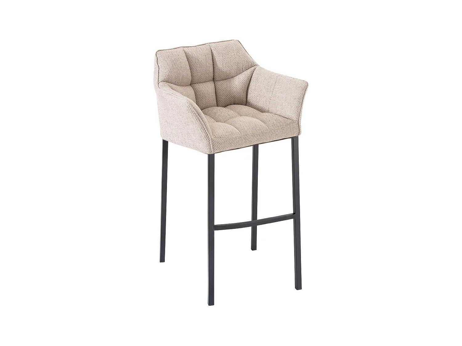 Tabouret de bar - Tissu & Noir - Ivoire - Damaso
