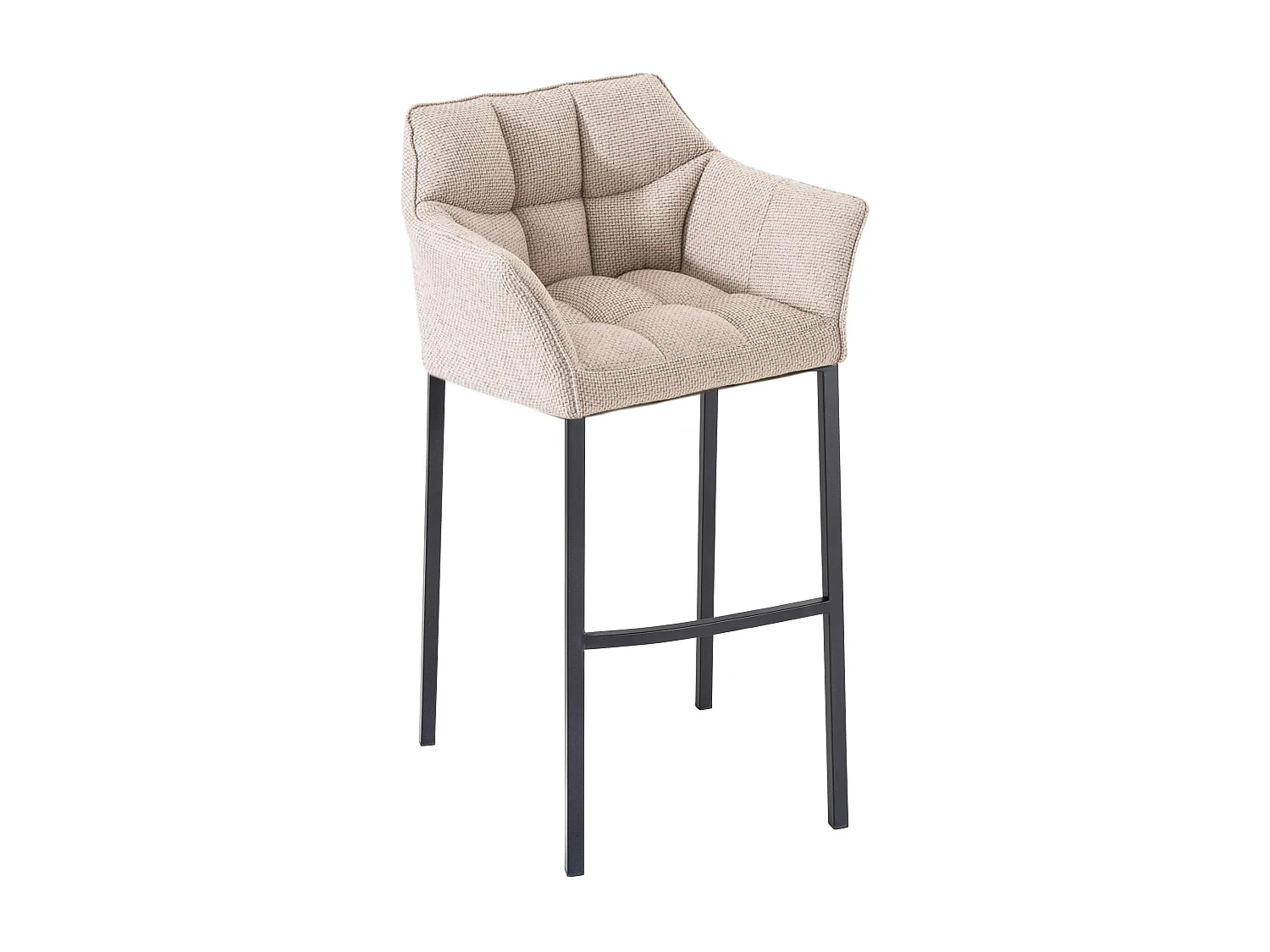 Tabouret de bar - Tissu & Noir - Ivoire - Damaso