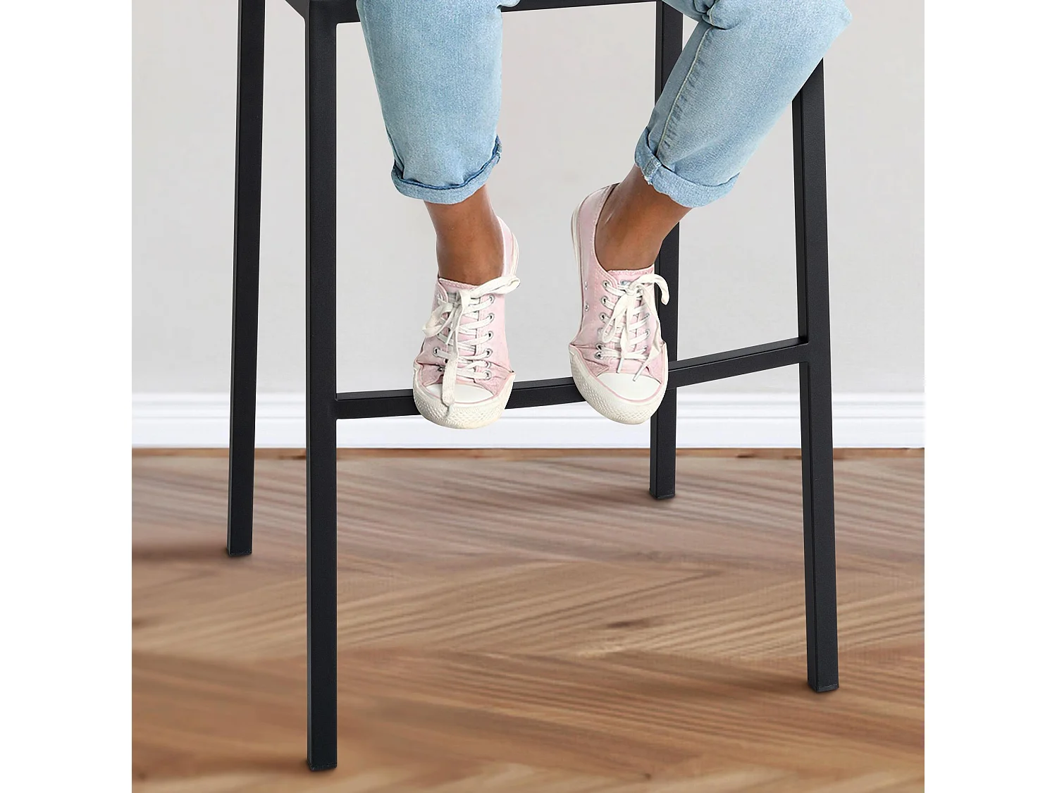 Tabouret de bar - Tissu & Noir - Ivoire - Damaso
