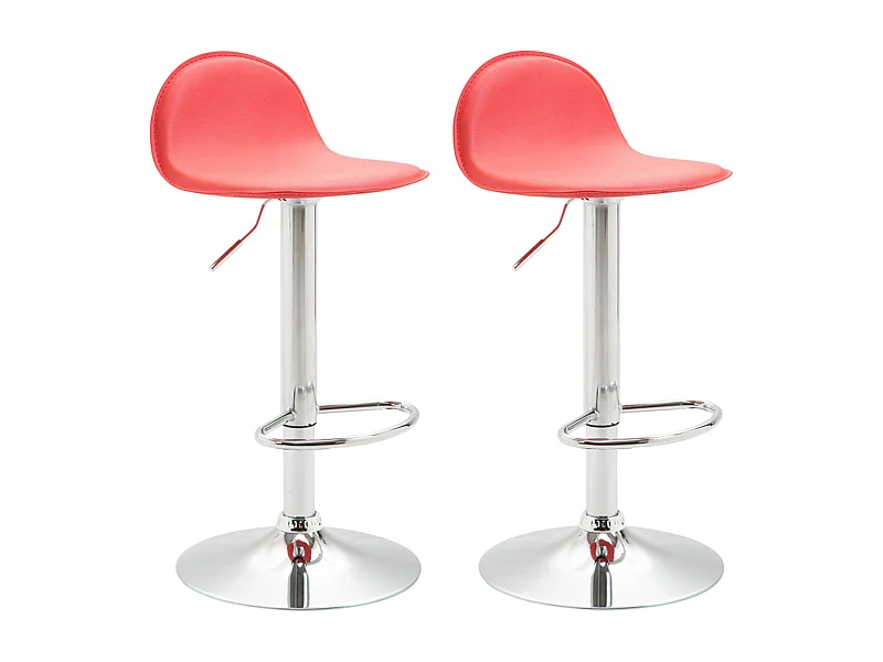 Lot de 2 Tabourets de bar - Similicuir & Métal - Rouge - Lana V2