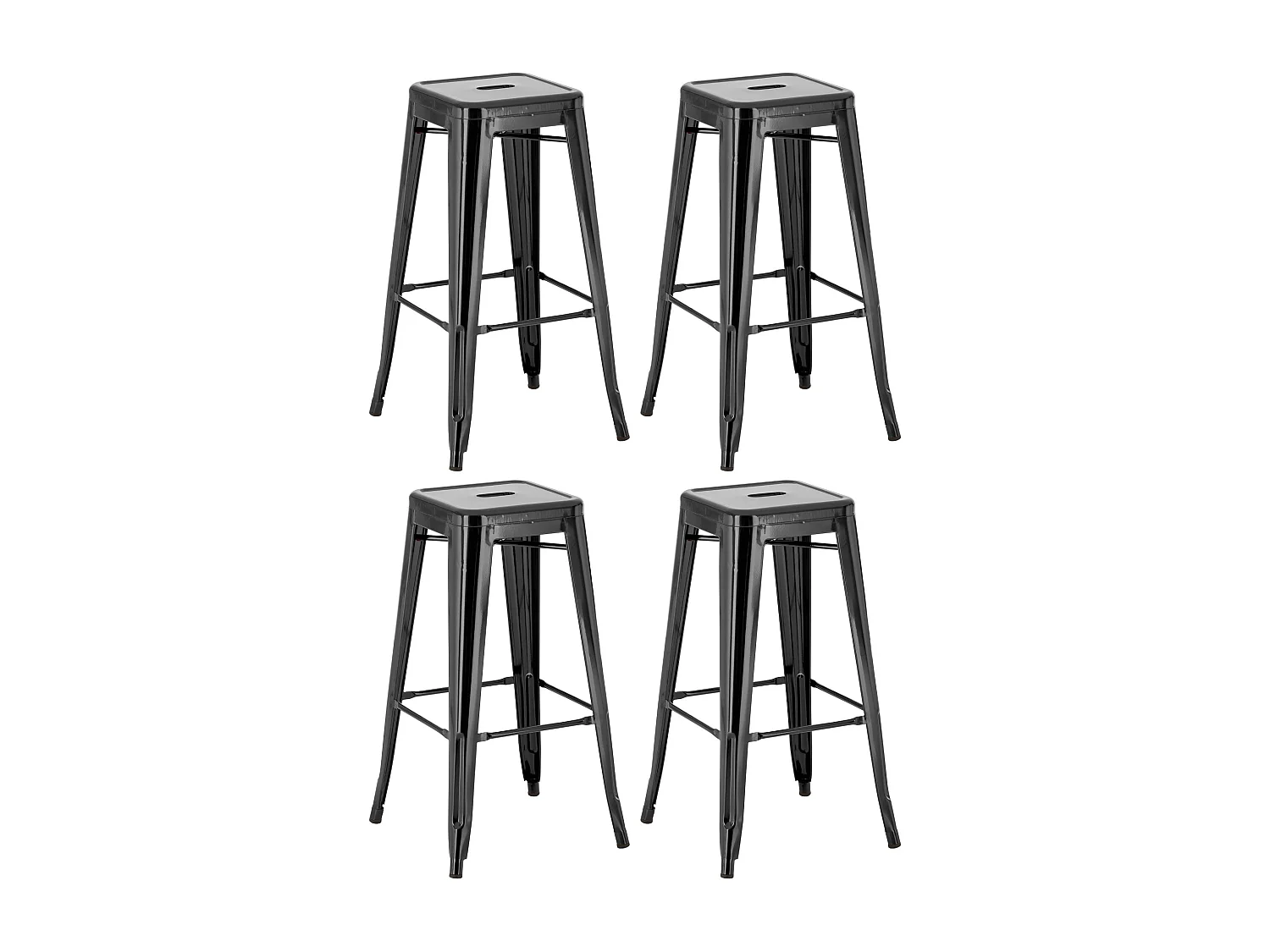 4er Set Barhocker - Metall - schwarz - Joshua