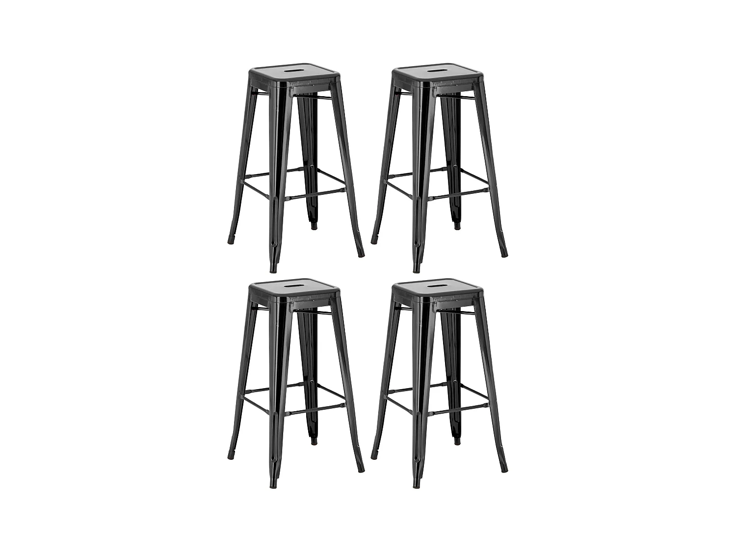 Lot de 4  Tabouret de bar - Métal - Noir - Joshua