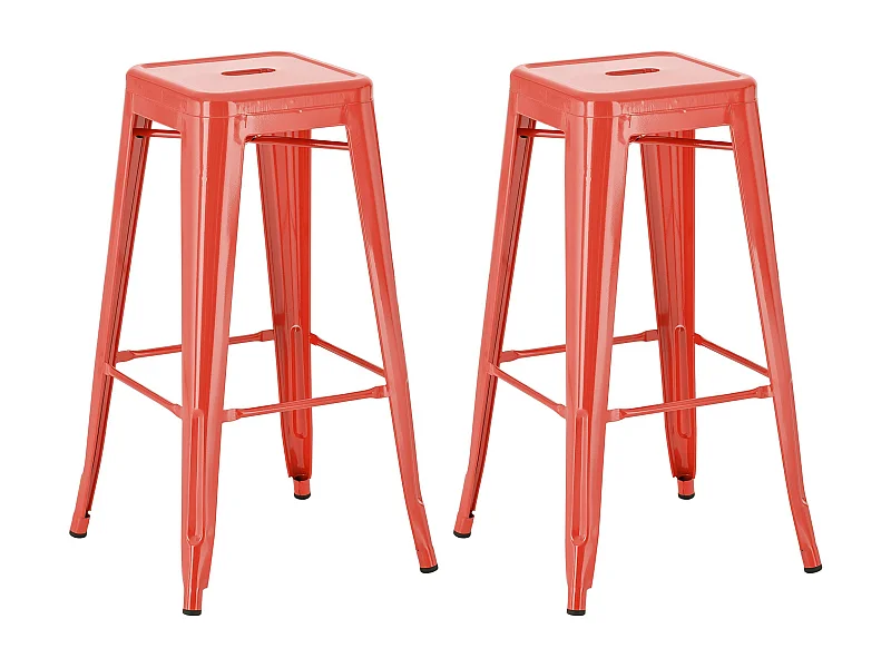 2er Set Barhocker - Metall - rot - Joshua