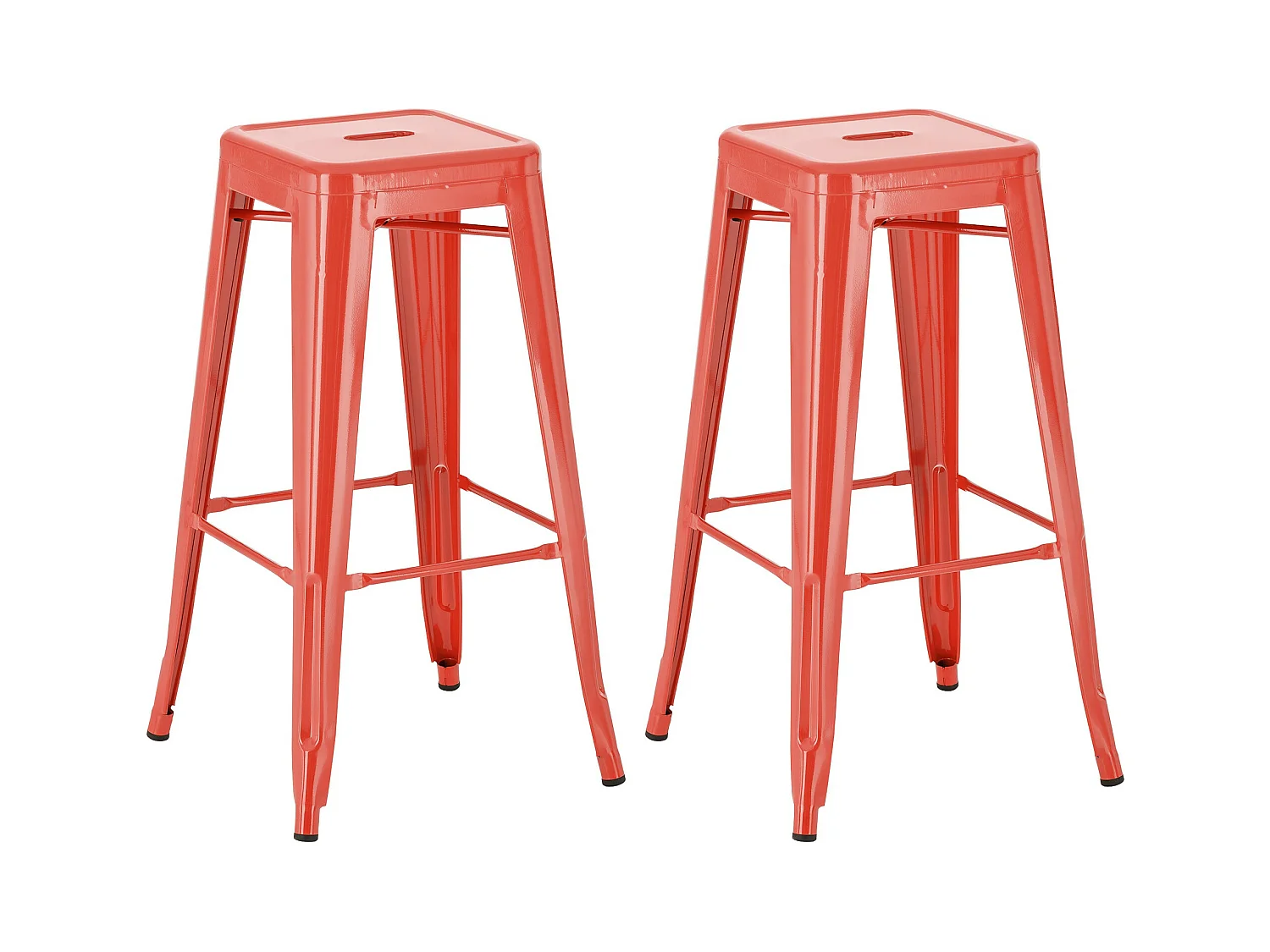 Lot de 2  Tabouret de bar - Métal - Rouge - Joshua