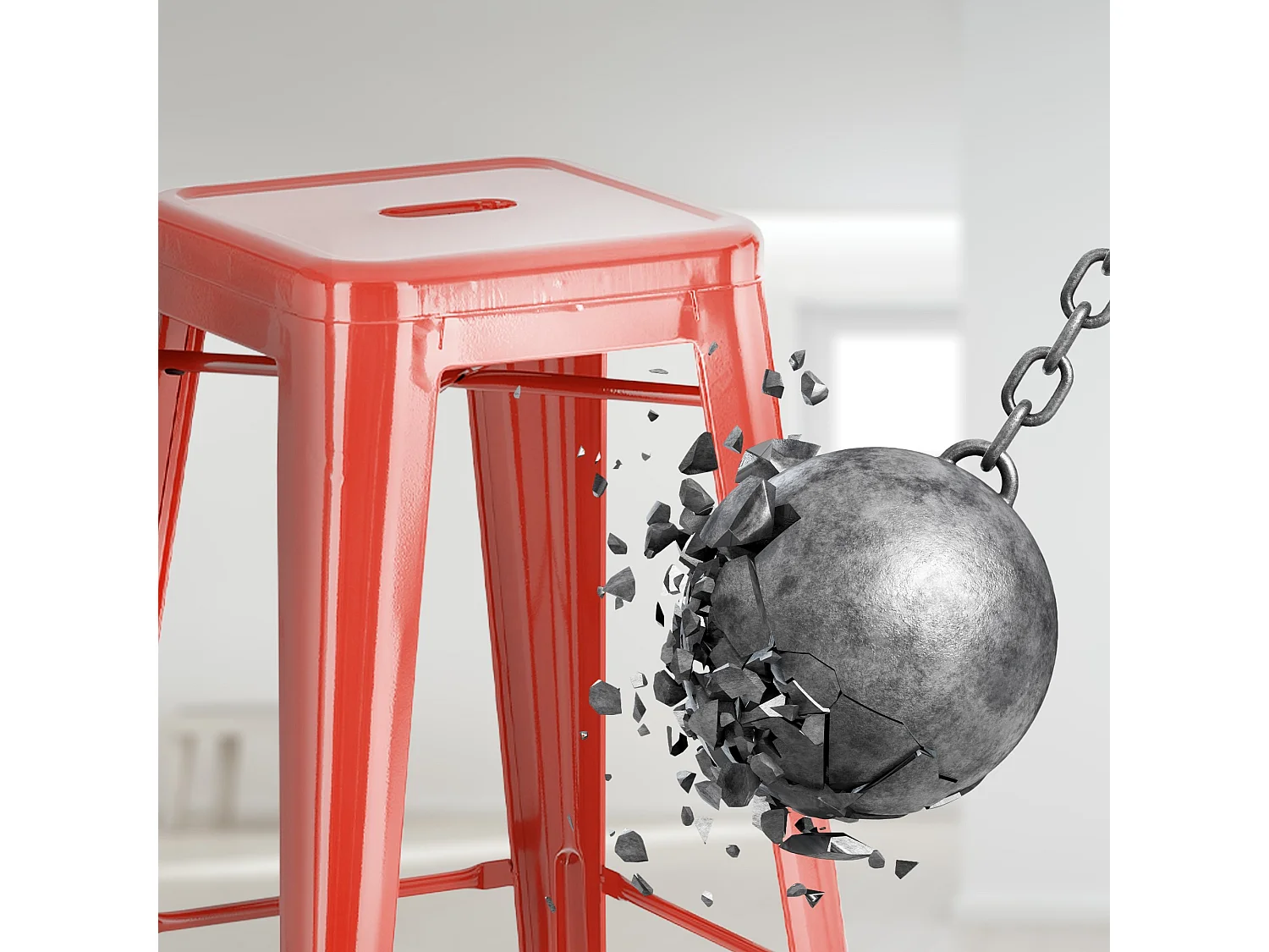 Lot de 2  Tabouret de bar - Métal - Rouge - Joshua