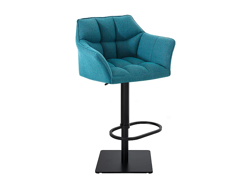Tabouret de bar - Tissu & Noir - Turquoise - Damaso