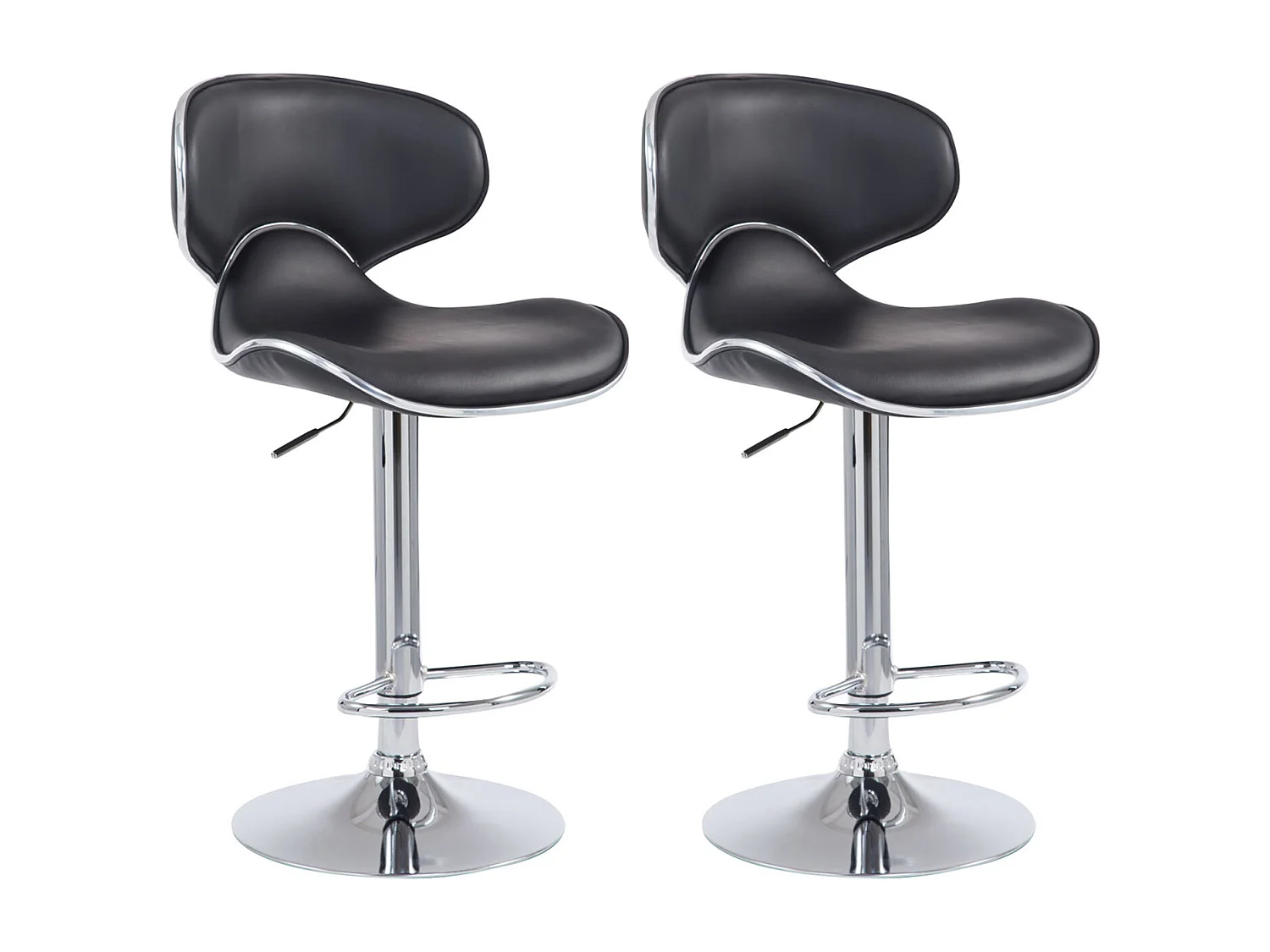 Set van 2  Barkruk - Kunstleer & chroom - zwart - Las Vegas v2