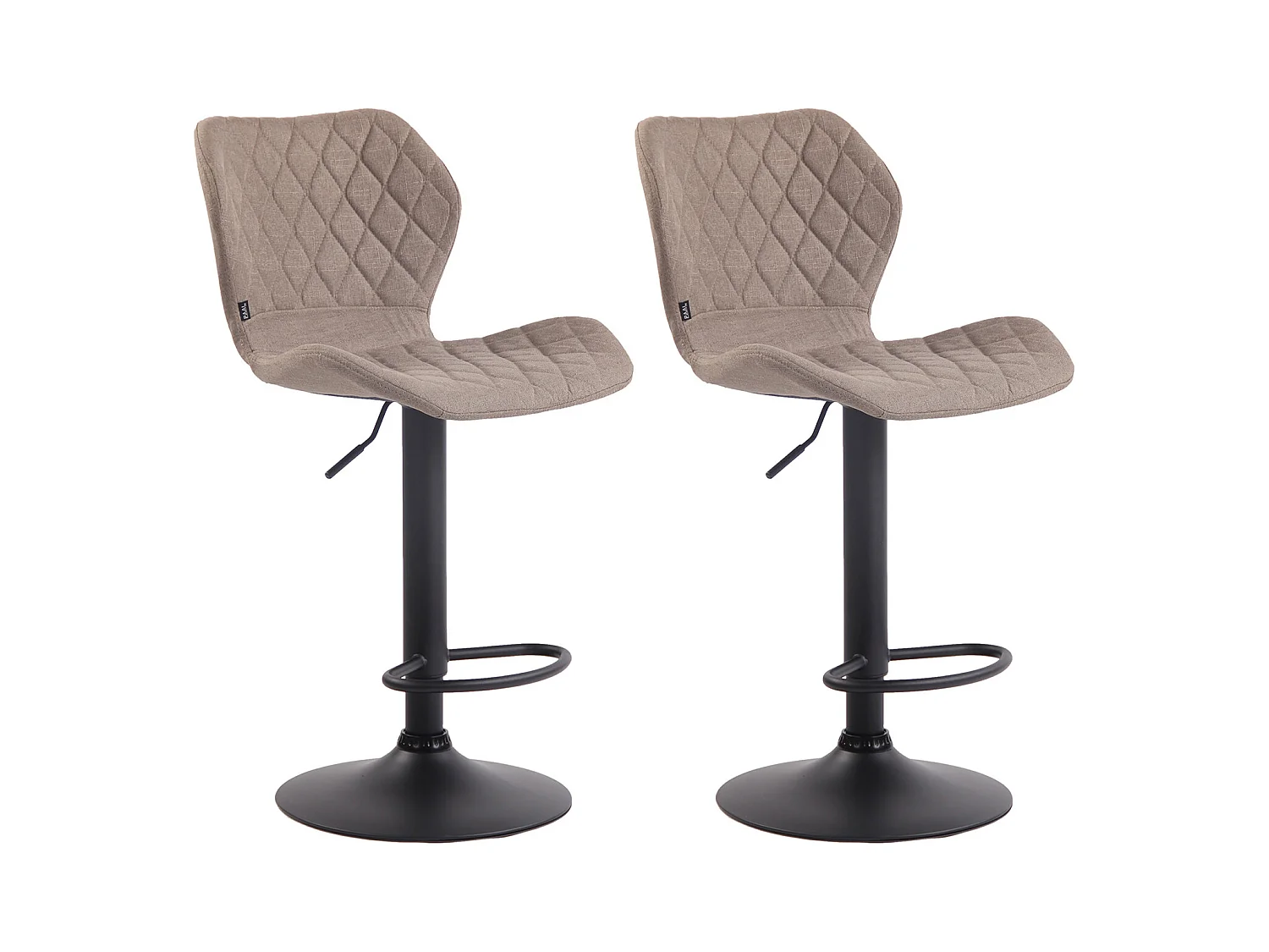 Lot de 2 Tabourets de bar - Tissu & Métal - Taupe - Cork