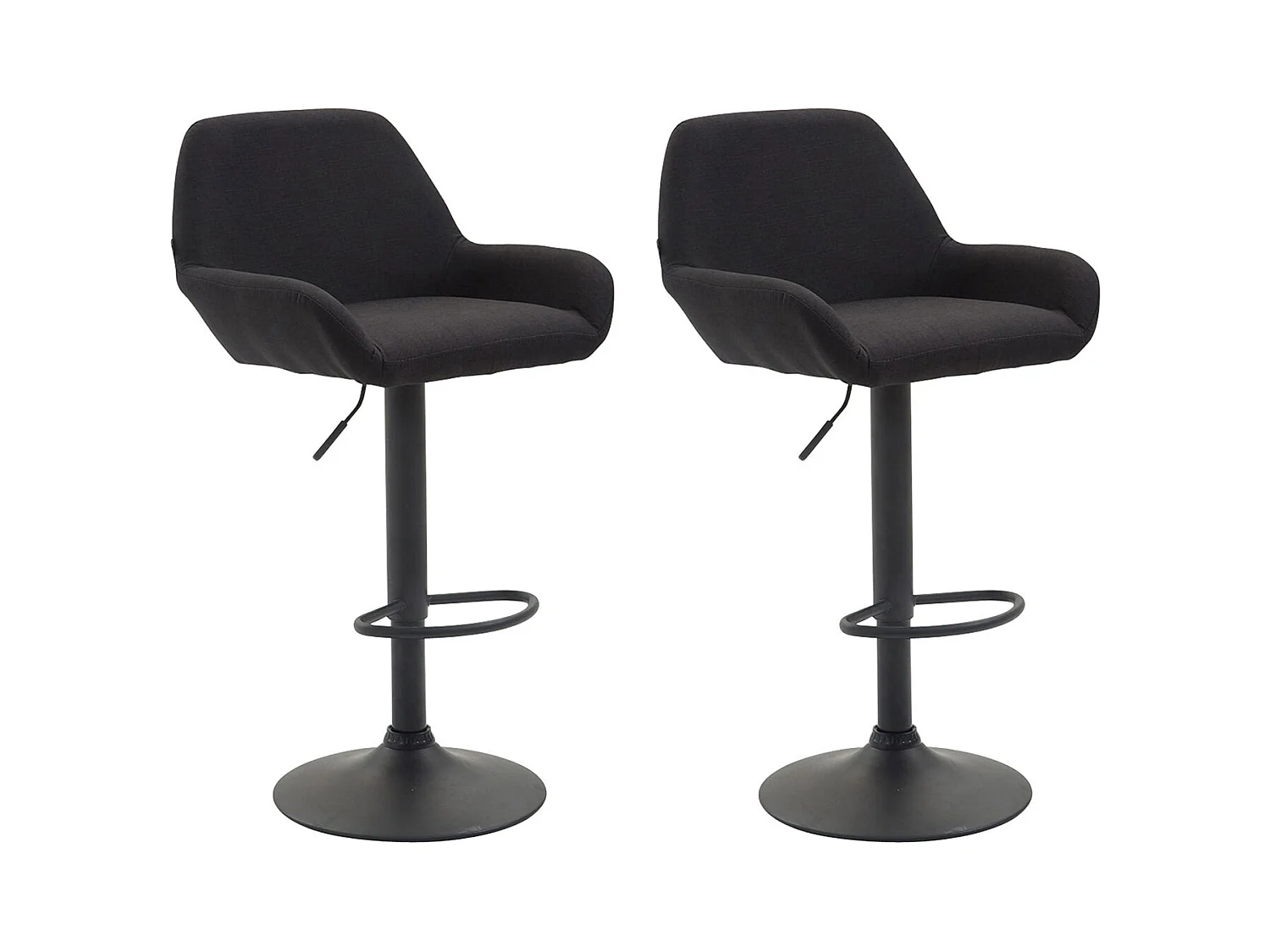 Lot de 2 Tabourets de bar - Tissu & Métal chromé - Noir - Braga