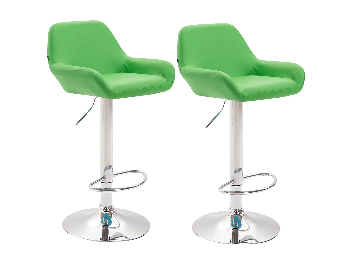 Lot de 2 Tabourets de bar - Similicuir (PVC) & Métal noir mat - Vert - Braga