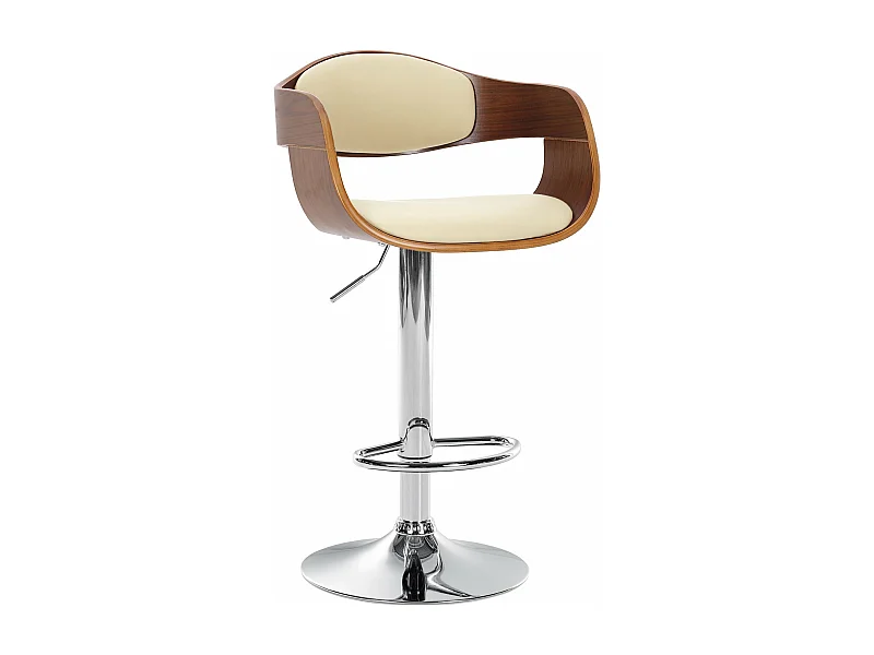 Tabouret de bar - Similicuir - Noyer / Crème - Kingston