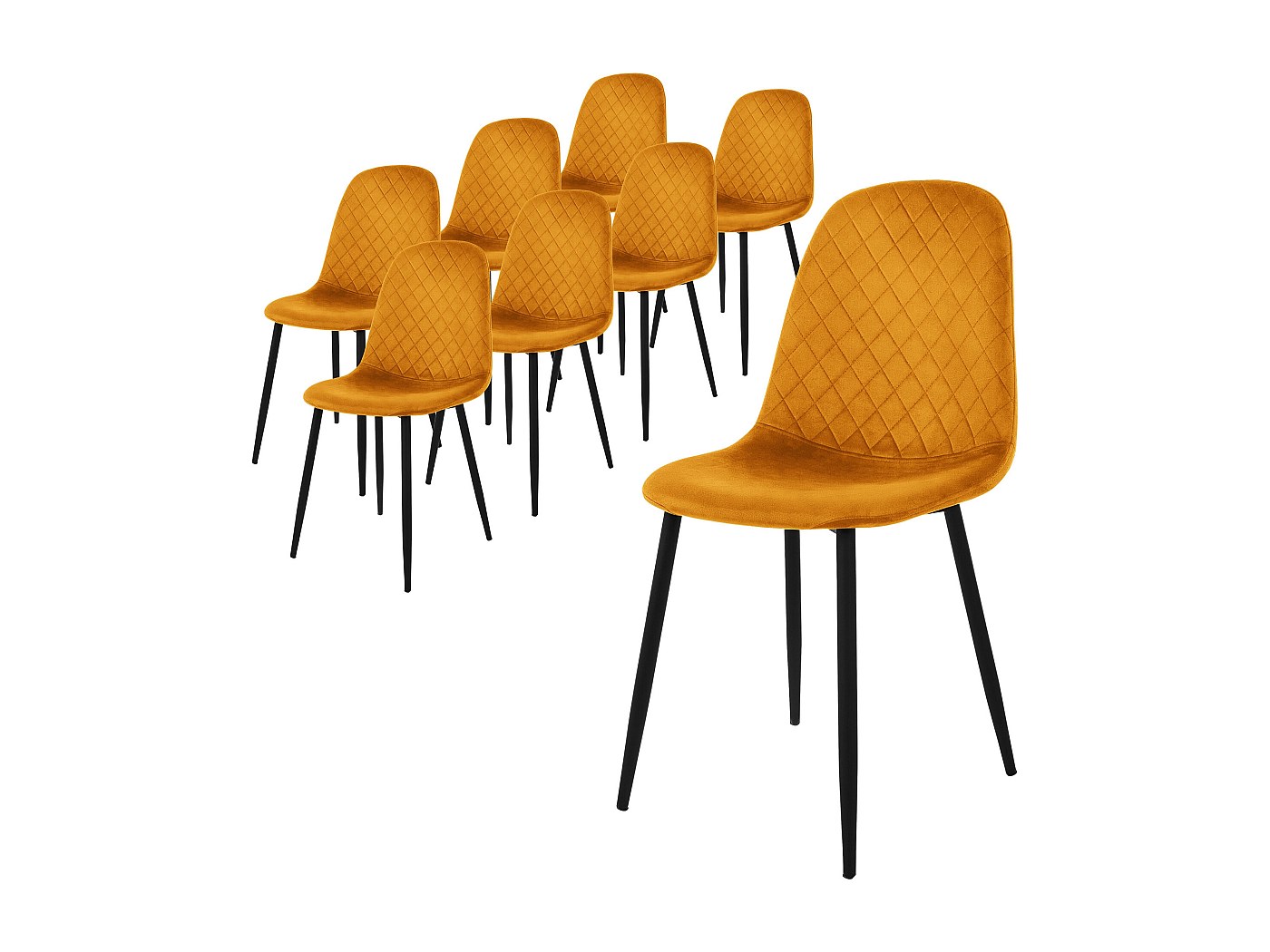 Set di 4 sedie da pranzo imbottite con schienale in velluto verde scuro ML-Design