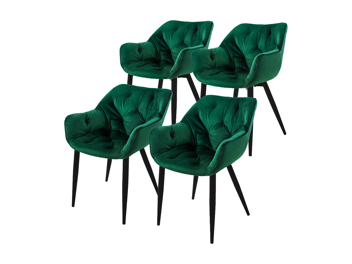 4x sedie da pranzo poltroncine con braccioli da salotto in velluto verde scuro
