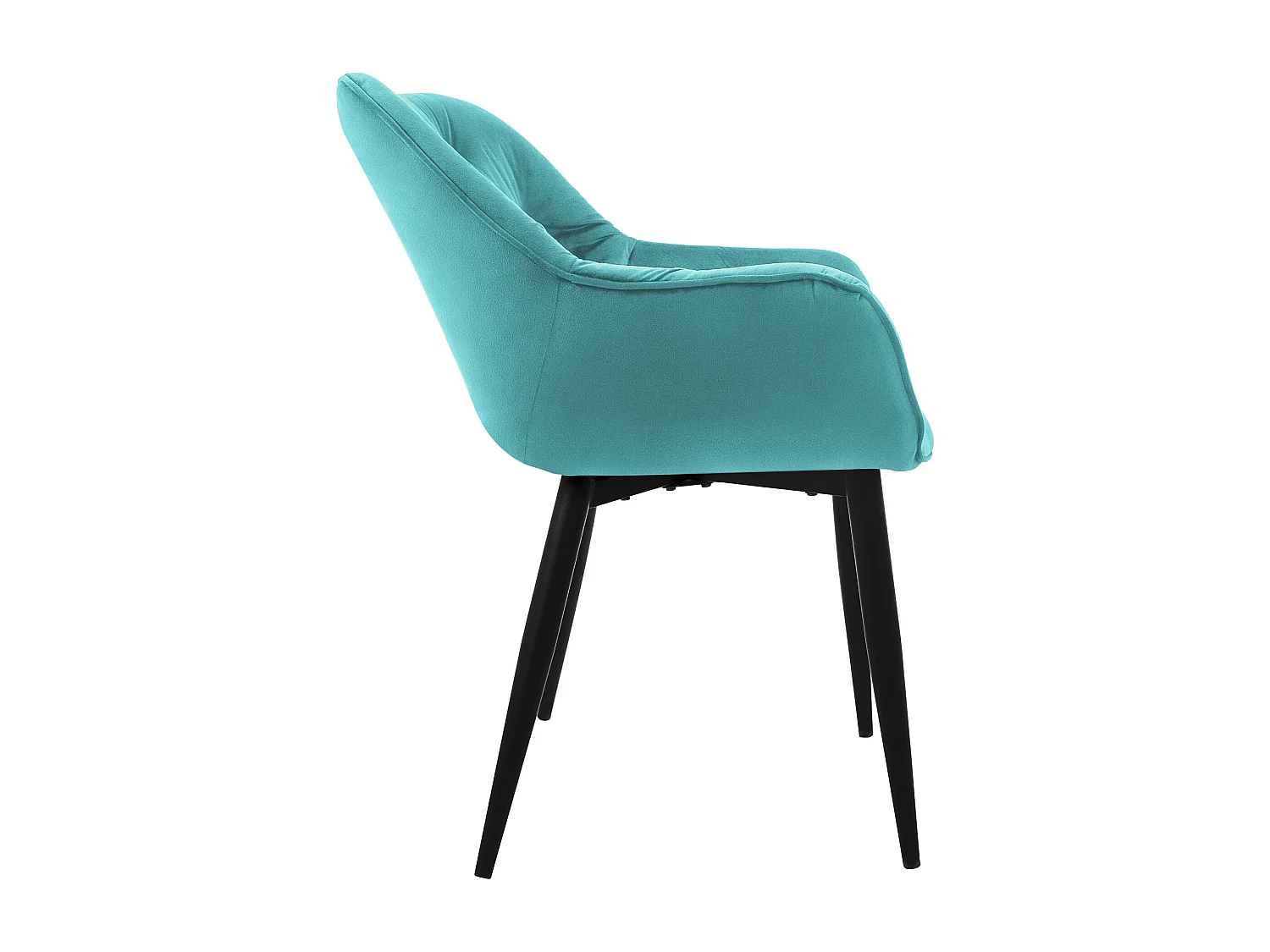 Lot de 4 chaises de salle à manger assise pétrole en velours pieds métal noir