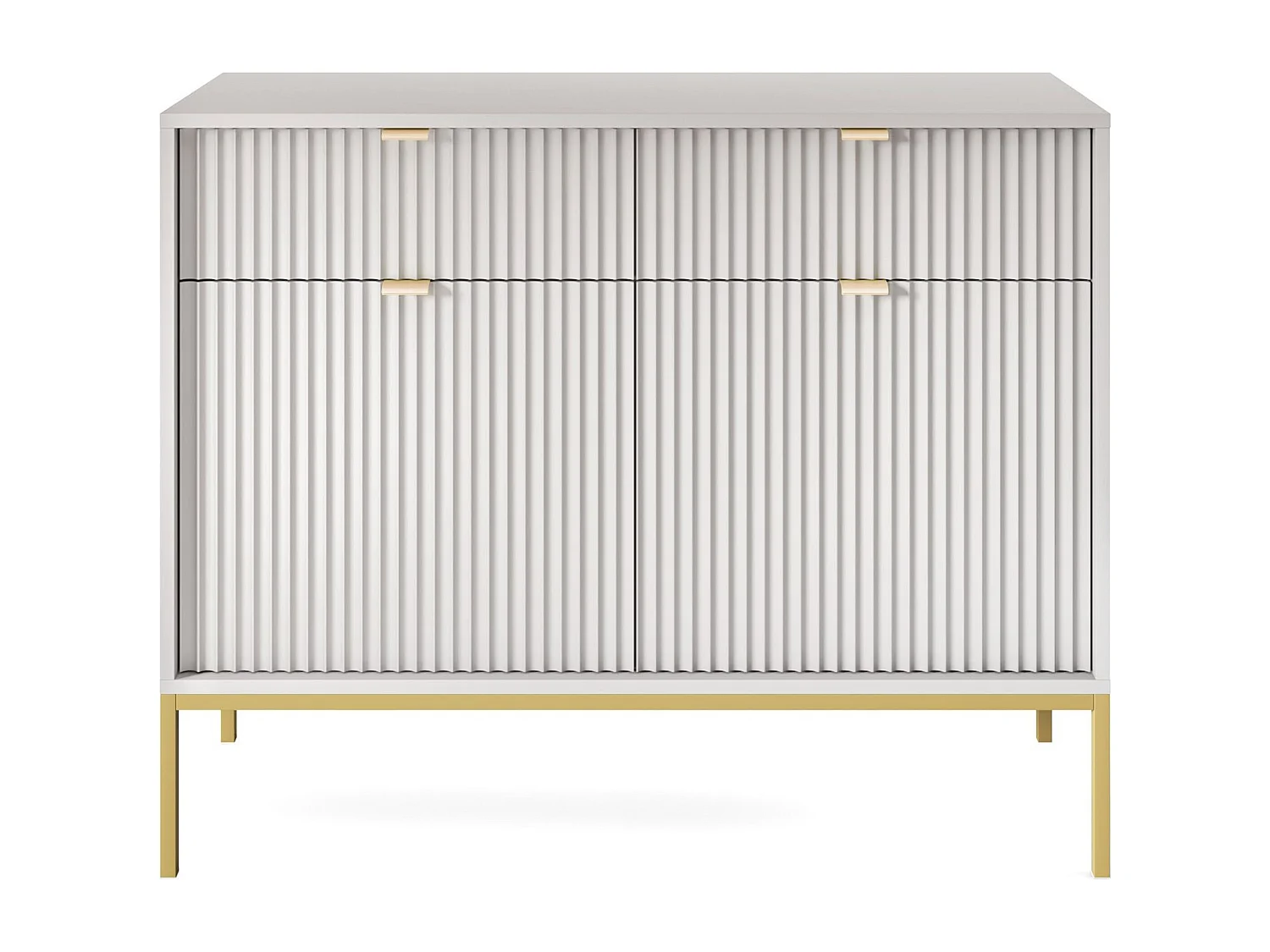 Commode à deux portes - 104 cm - gris avec pieds dorés - VELLORE