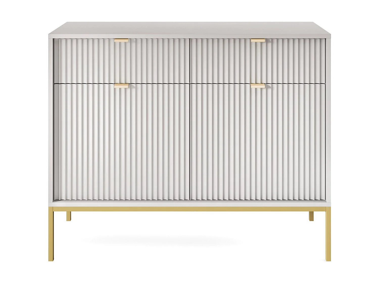 Zweitürige Kommode - 104 cm - grau mit goldenen Füßen - VELLORE