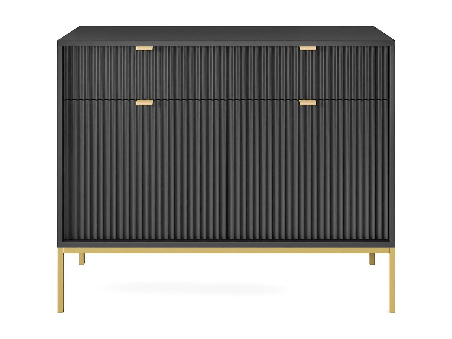 Commode à deux portes - 104 cm - noir avec pieds dorés - VELLORE