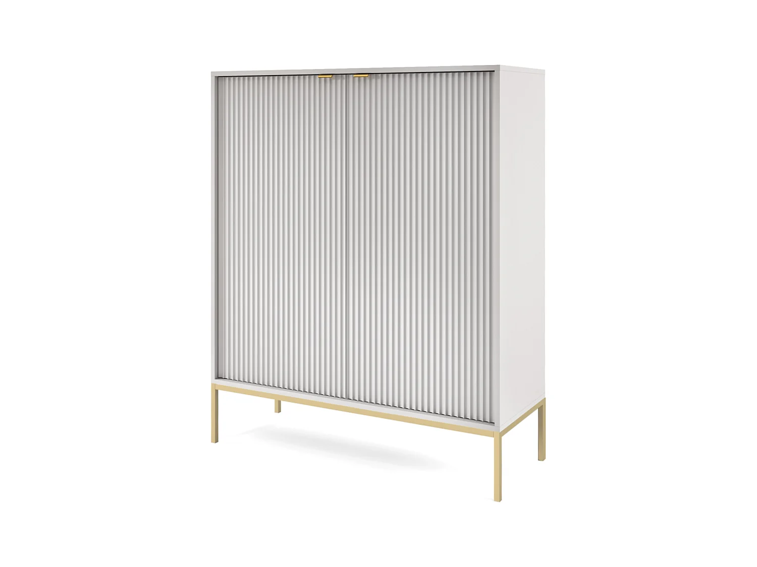 Commode haute à deux portes - 104 cm - gris avec pieds dorés - VELLORE