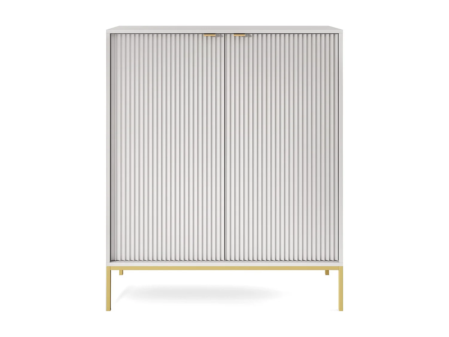 Commode haute à deux portes - 104 cm - gris avec pieds dorés - VELLORE