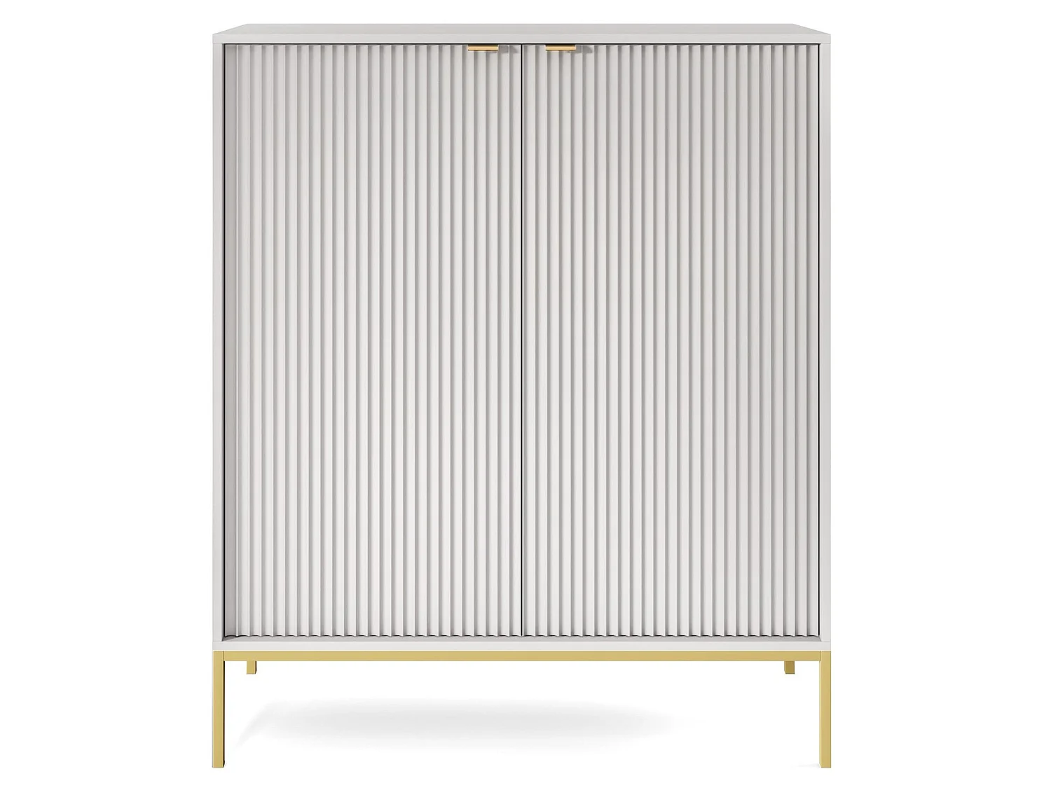 Commode haute à deux portes - 104 cm - gris avec pieds dorés - VELLORE