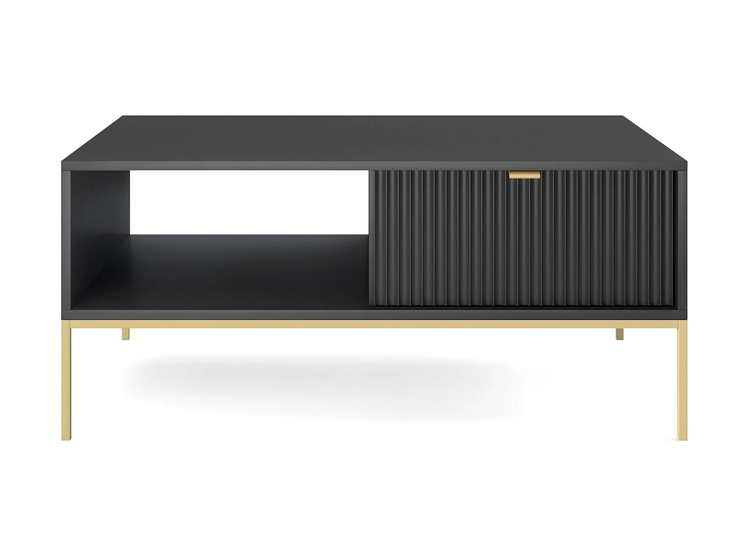 Table basse - 104x68 cm - noir avec pieds dorés - VELLORE
