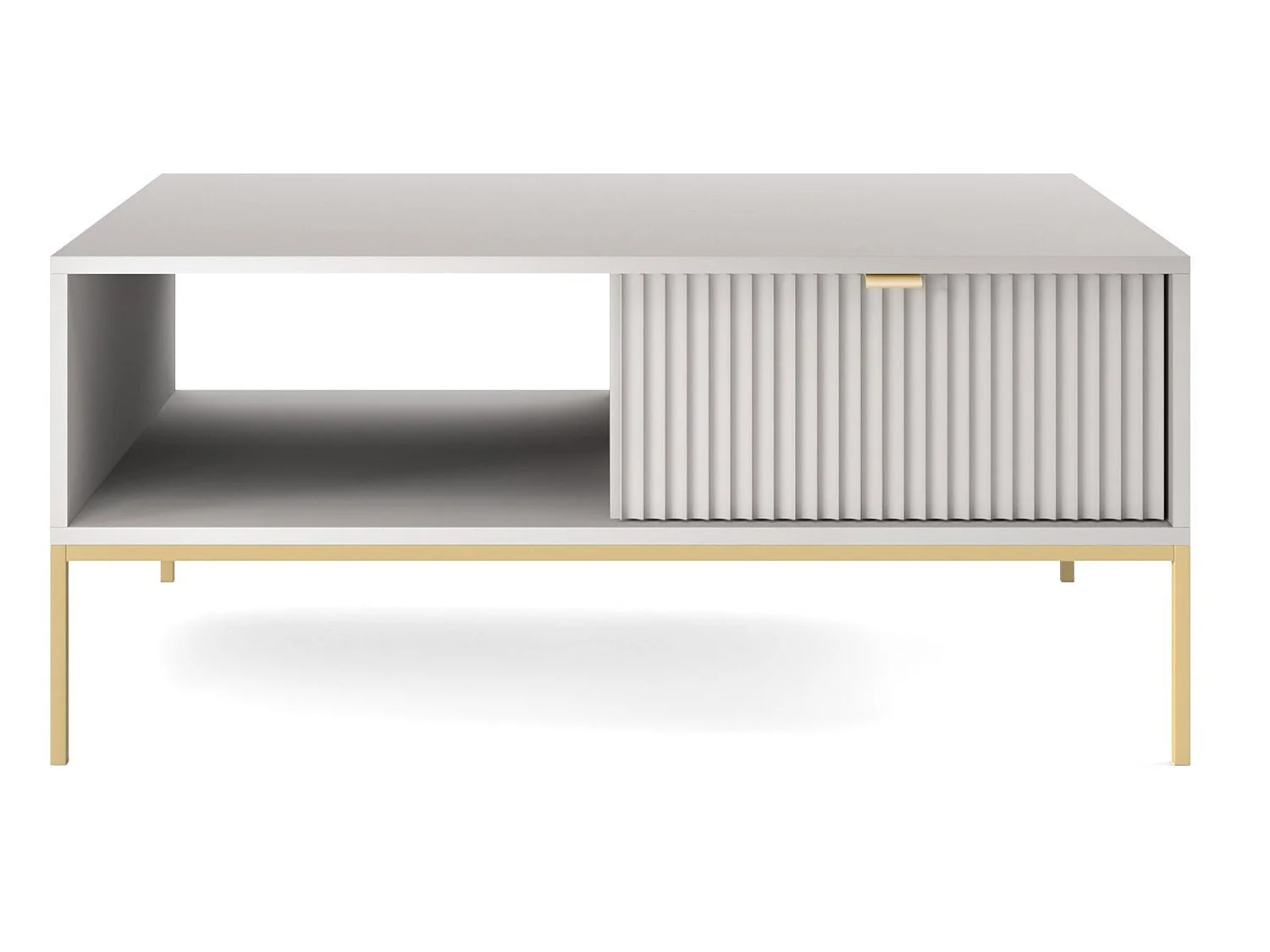Couchtisch - 104x68 cm - grau mit goldenen Beinen - VELLORE