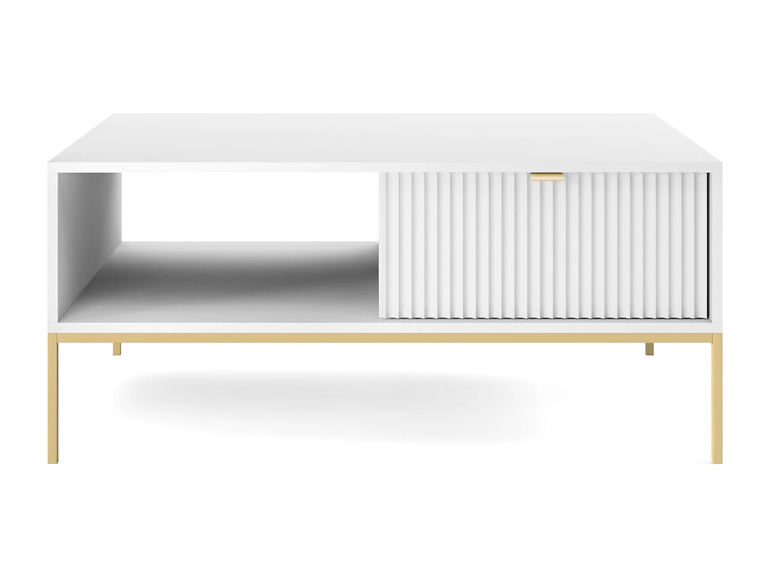 Table basse - 104x68 cm - blanc avec pieds dorés - VELLORE