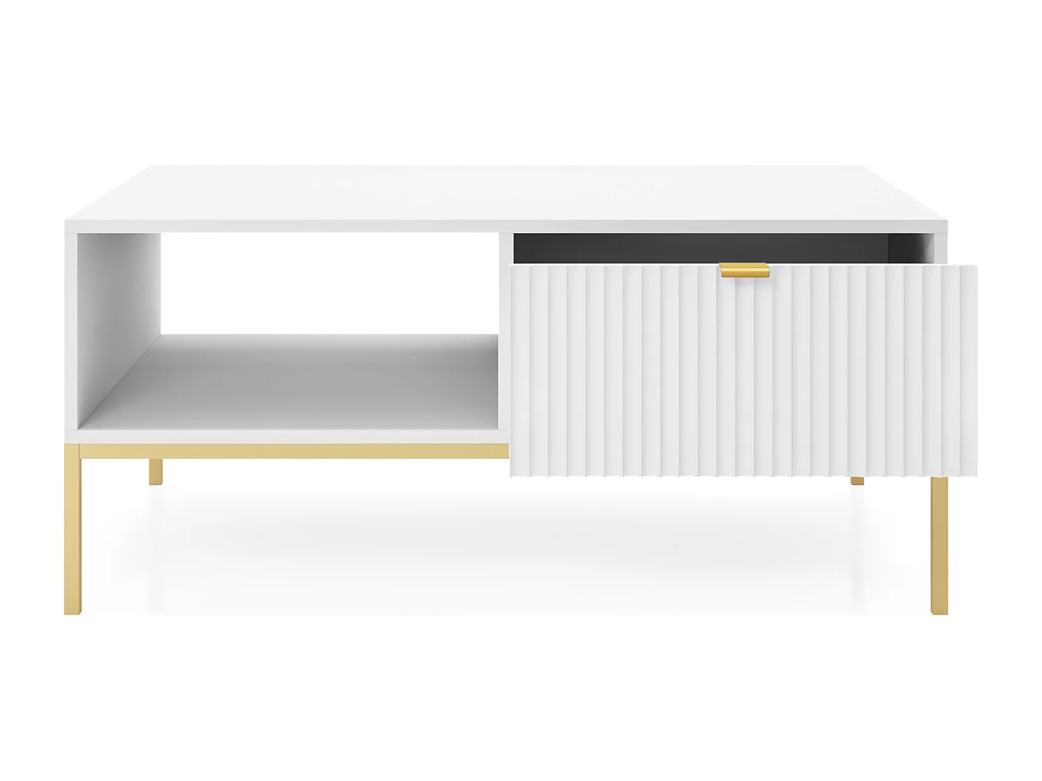 Table basse - 104x68 cm - blanc avec pieds dorés - VELLORE