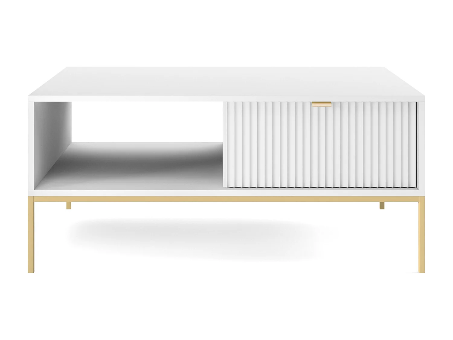 Table basse - 104x68 cm - blanc avec pieds dorés - VELLORE