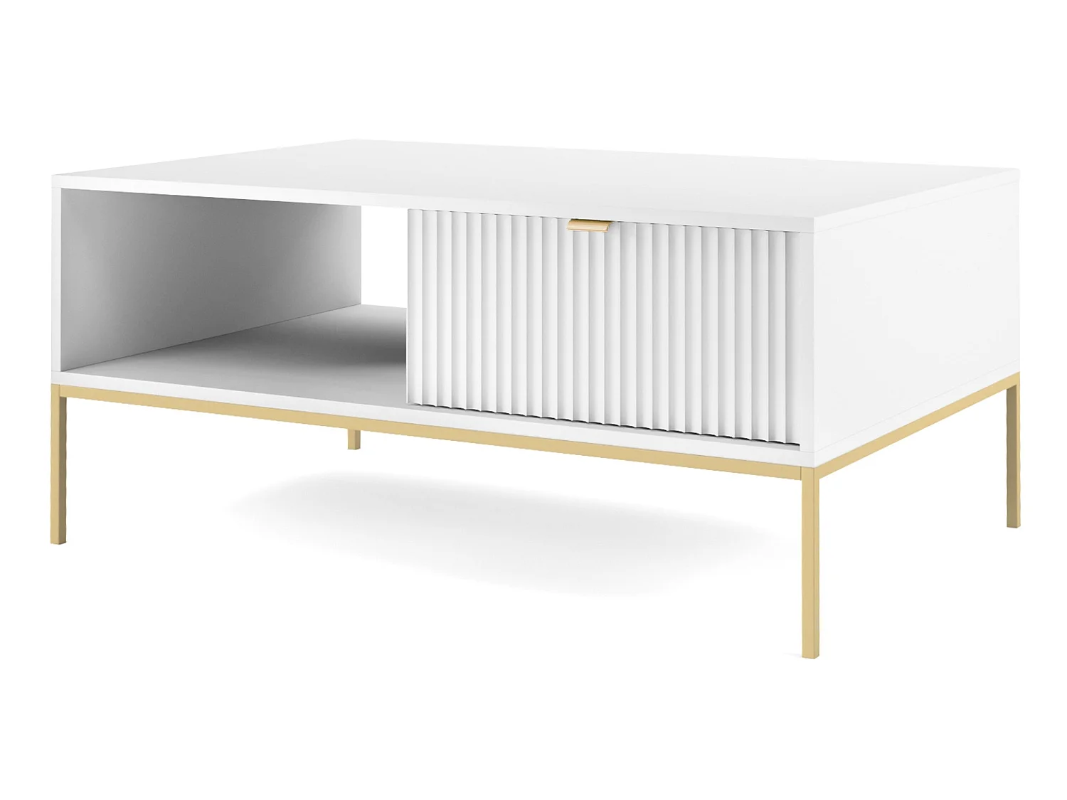 Salontafel - 104x68 cm - wit met gouden poten - VELLORE