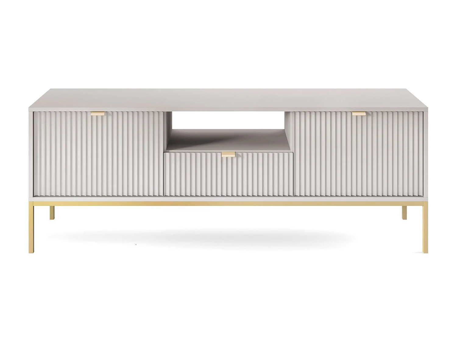 TV-Schrank - 154 cm - grau mit goldenen Beinen - VELLORE