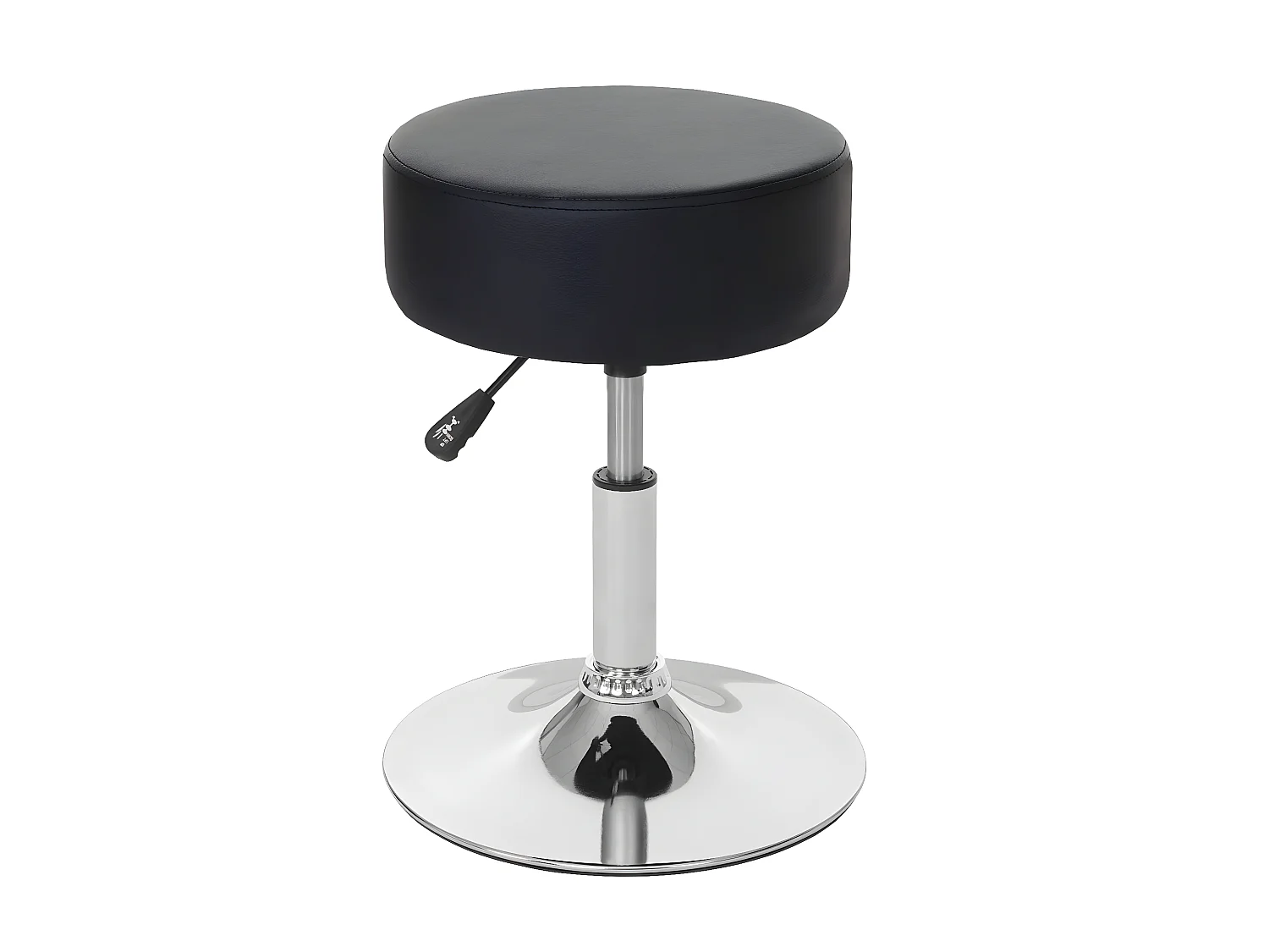 Taboret MCW-C22, stołek otomana,  imitacja skóry, czarny