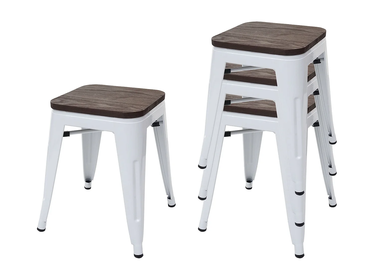 Kruk MCW-A73 (set van 4) Houten zitting,  wit