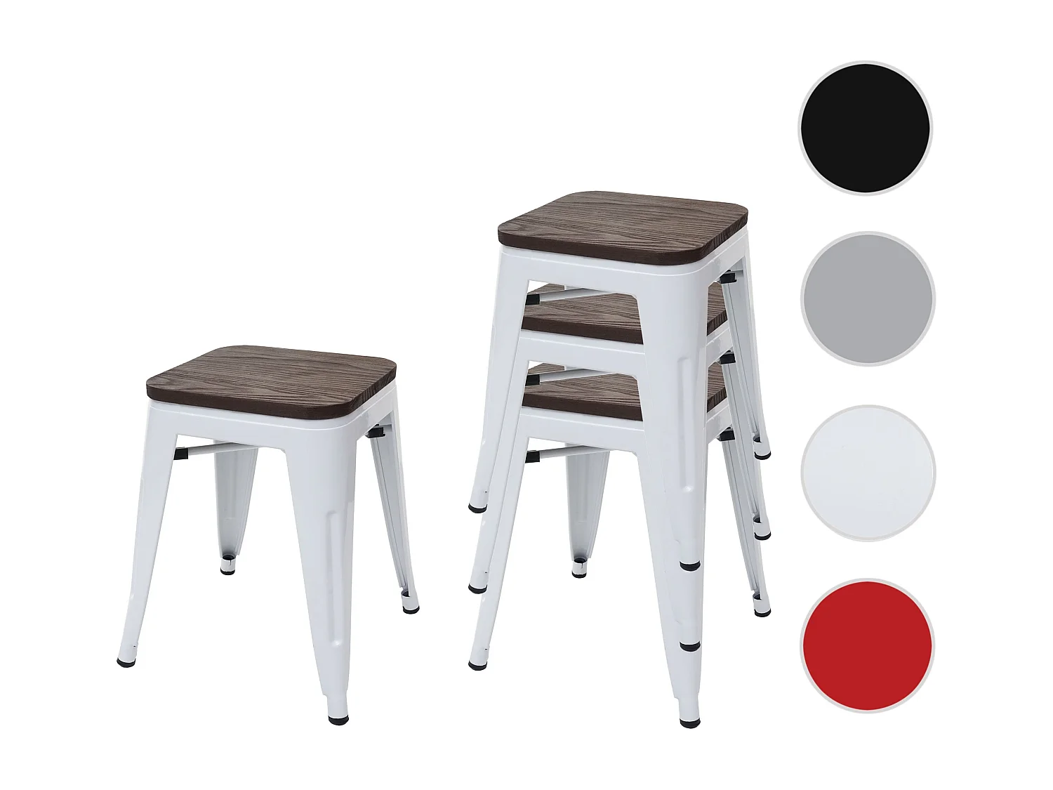 Kruk MCW-A73 (set van 4) Houten zitting,  wit