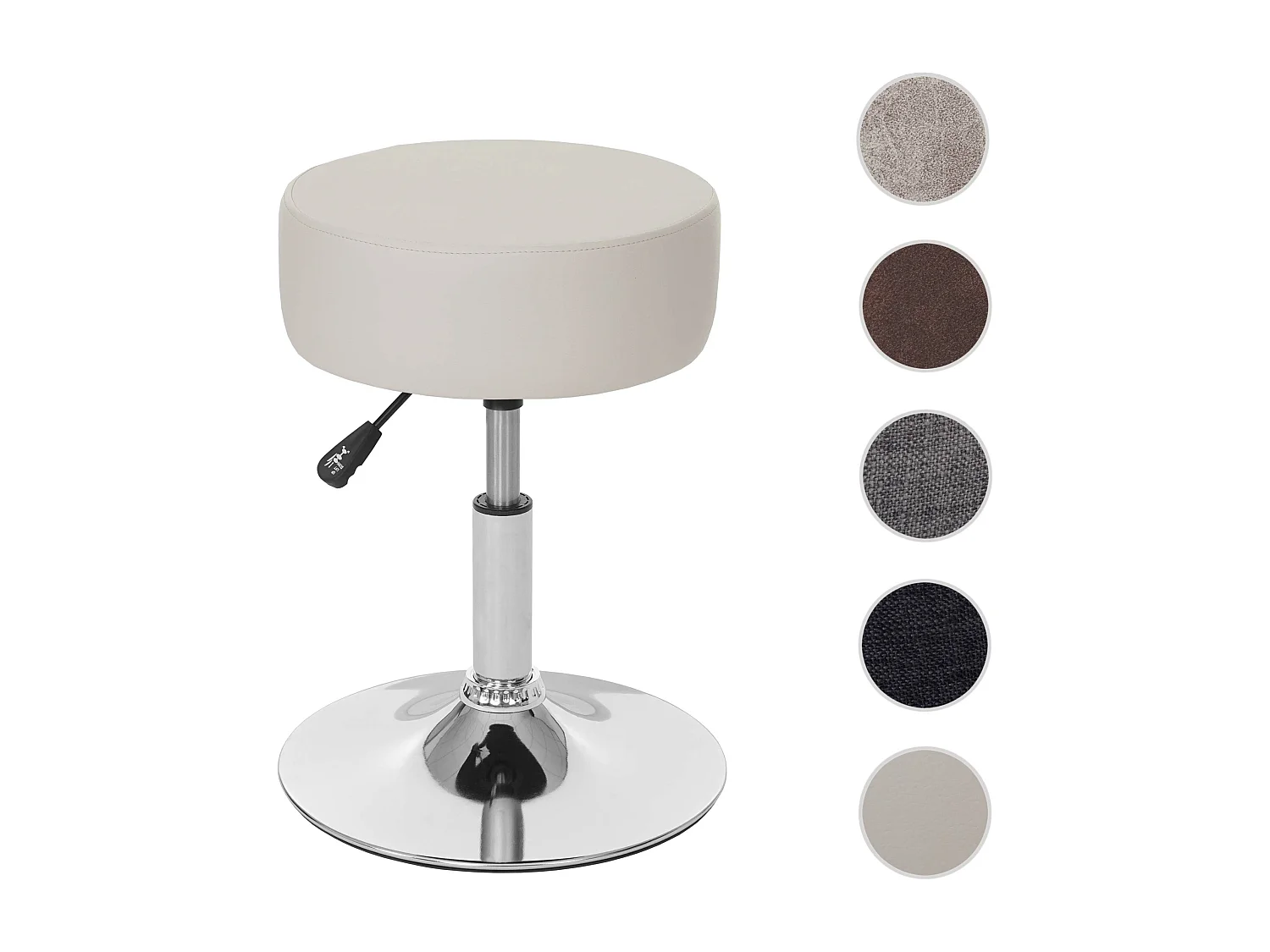 Taboret MCW-C22, taboret do makijażu,  imitacja skóry, kremowy