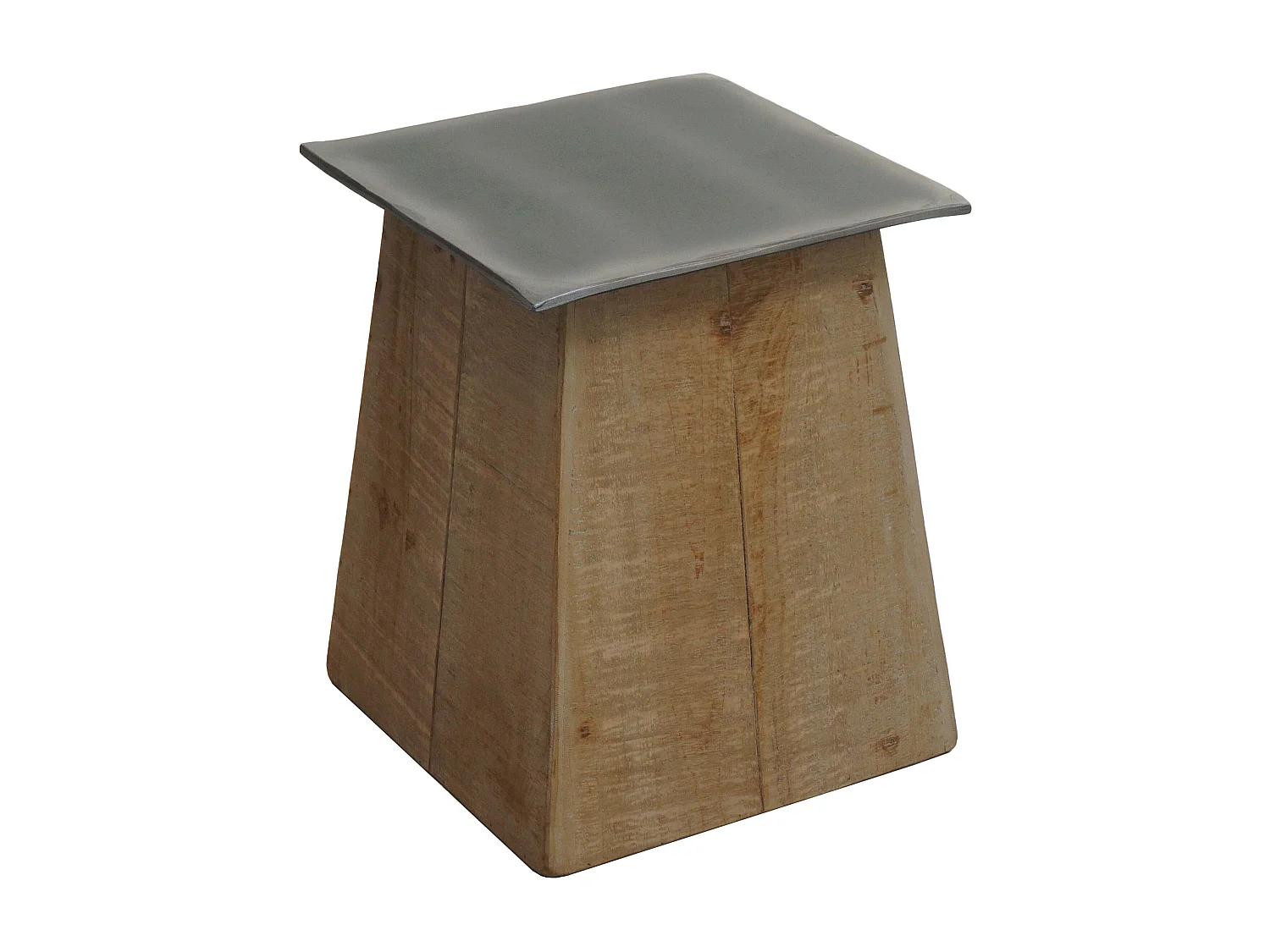 Hocker MCW-L76, Sitzhocker Holzhocker, Industrial Massiv-Holz MVG-zertifiziert, natur mit Metall-Optik