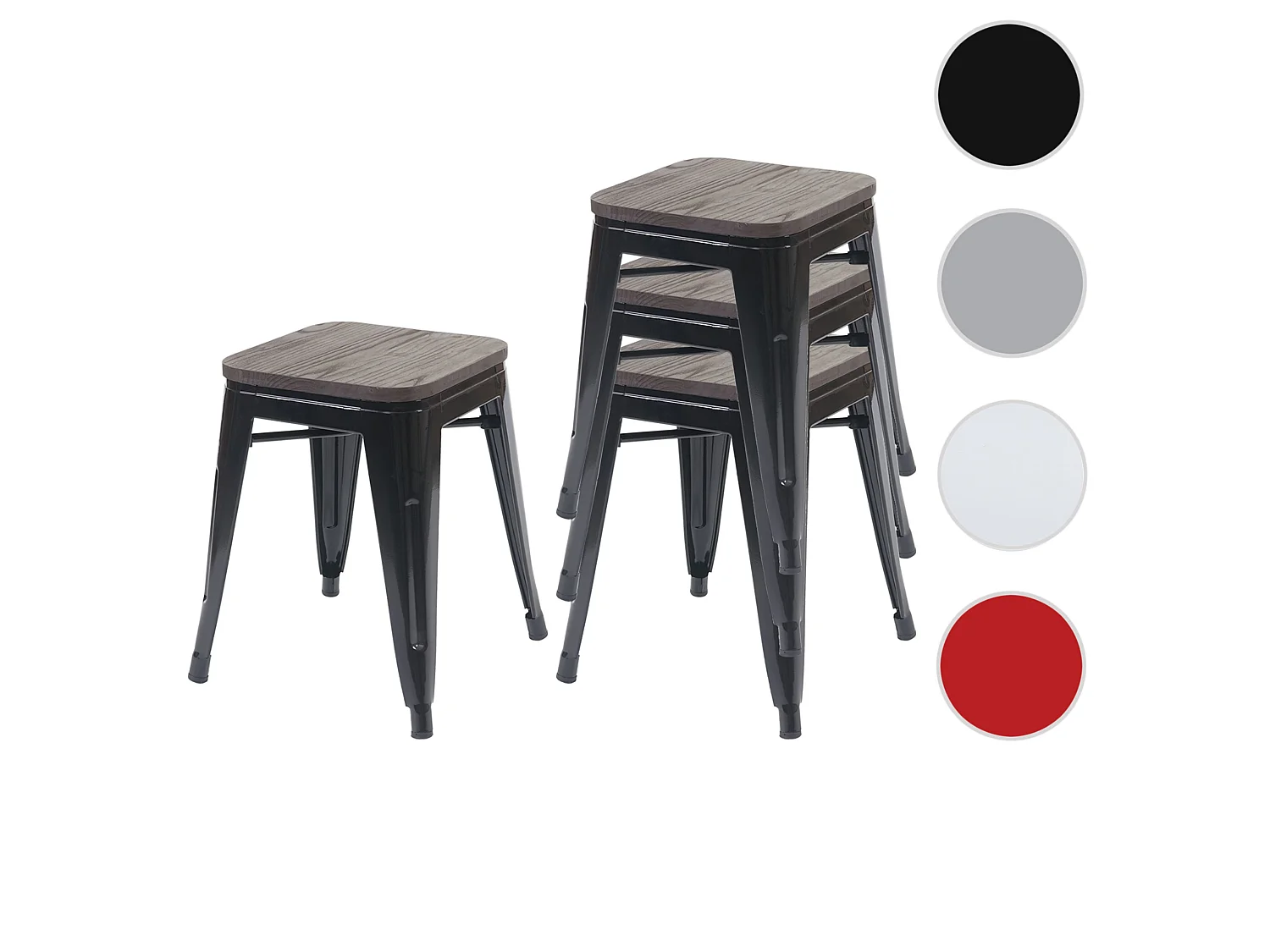 Kruk MCW-A73 (set van 4) Houten zitting,  zwart