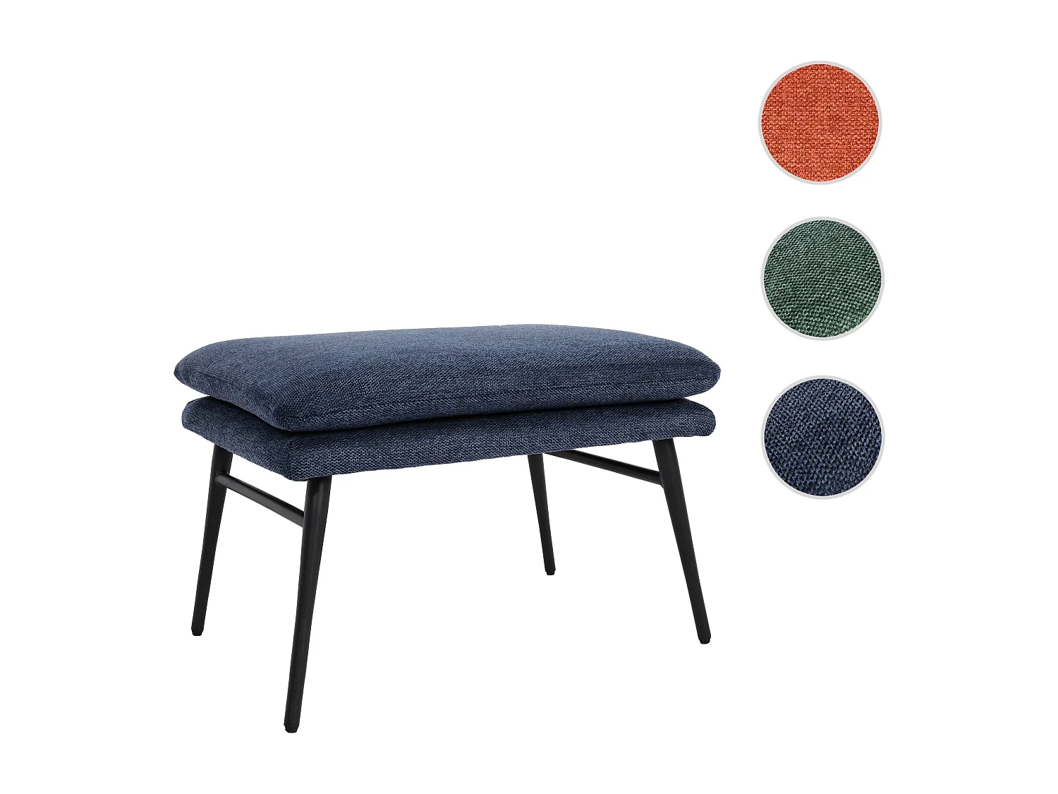 Poggiapiedi pouff MCW-L62 Lounge elegante tessuto ~ blu