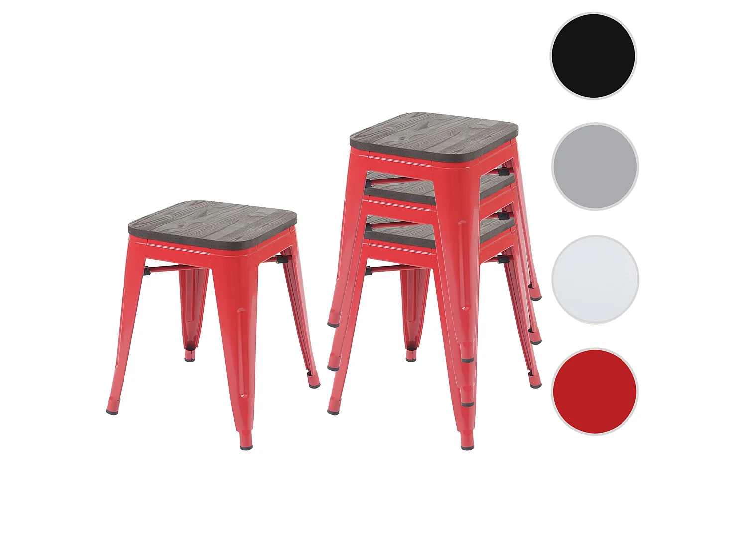 Kruk MCW-A73 (set van 4) Houten zitting,  rood