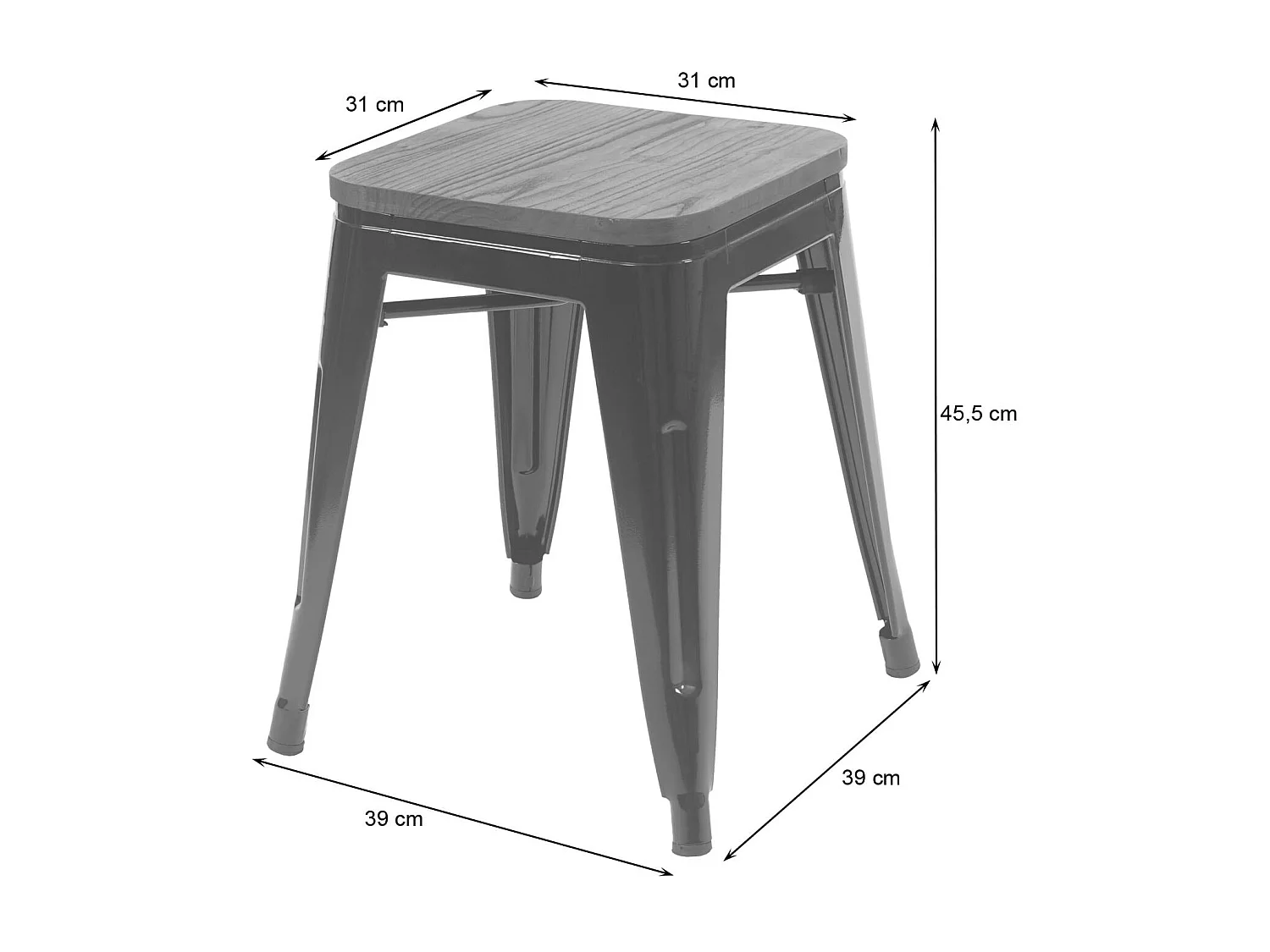 Hocker MCW-A73 (4er-Set) Holz-Sitzfläche, Rot
