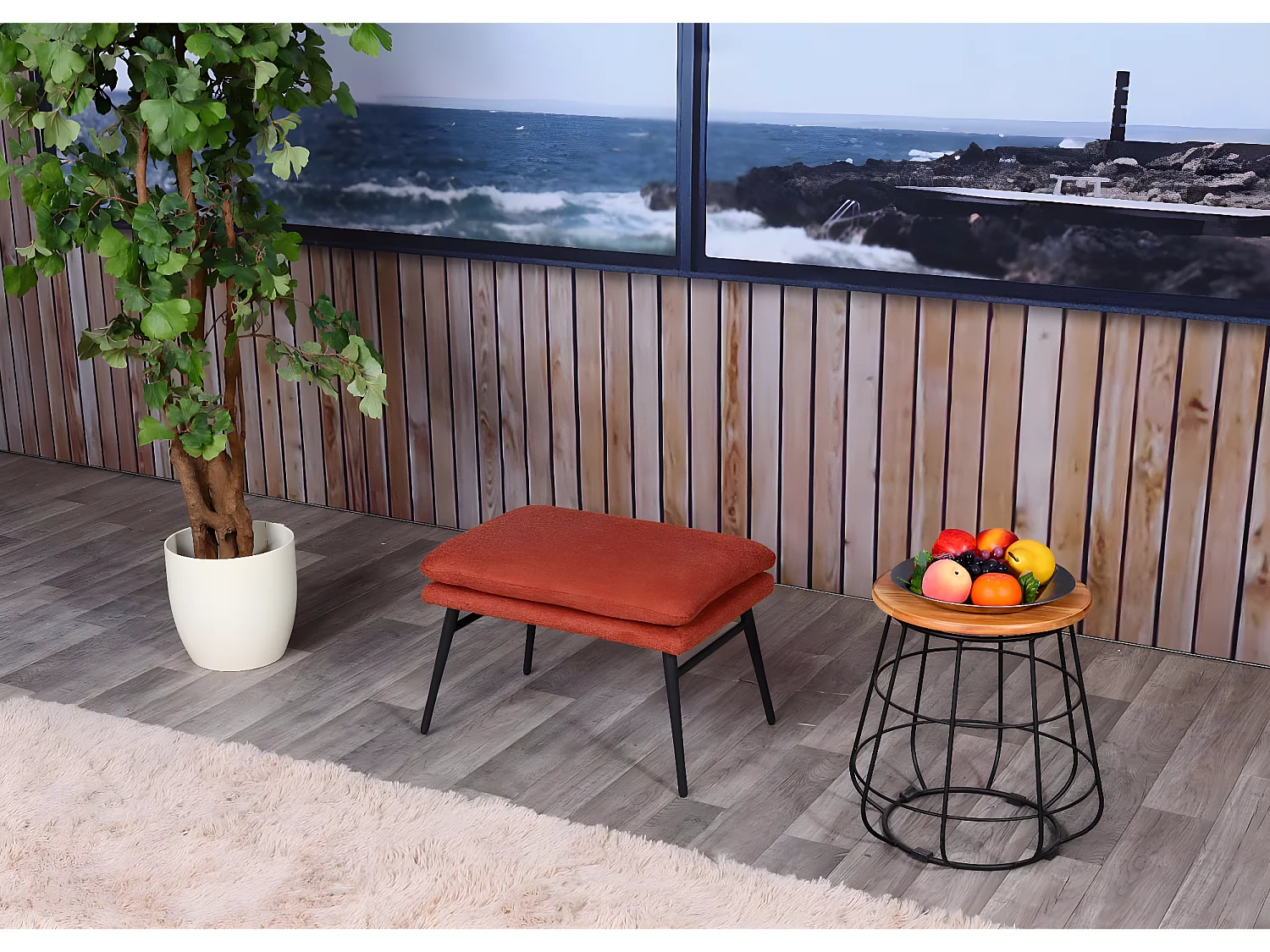 Tabouret MCW-L62,  terrecuite-brun